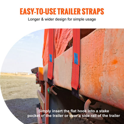 Winch Straps, 10.2 cm x 9.1 m, 2.7T Load Capacity, 8.2T Breaking Strength, Truck Straps with Flat Hook, V952-PGJPDHS4INCH3T7LFV0