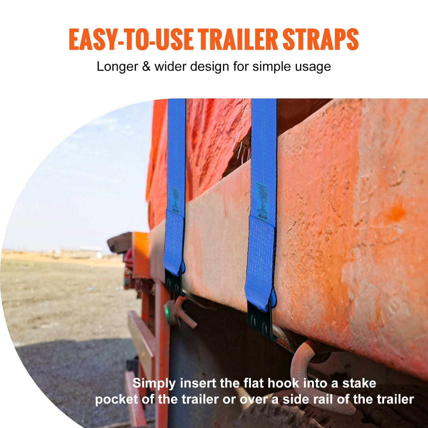Winch Straps, 10.2 cm x 9.1 m, 2.7T Load Capacity, 8.2T Breaking Strength, Truck Straps with Flat Hook, V952-PGJPDLS4INCH3LGJKV0