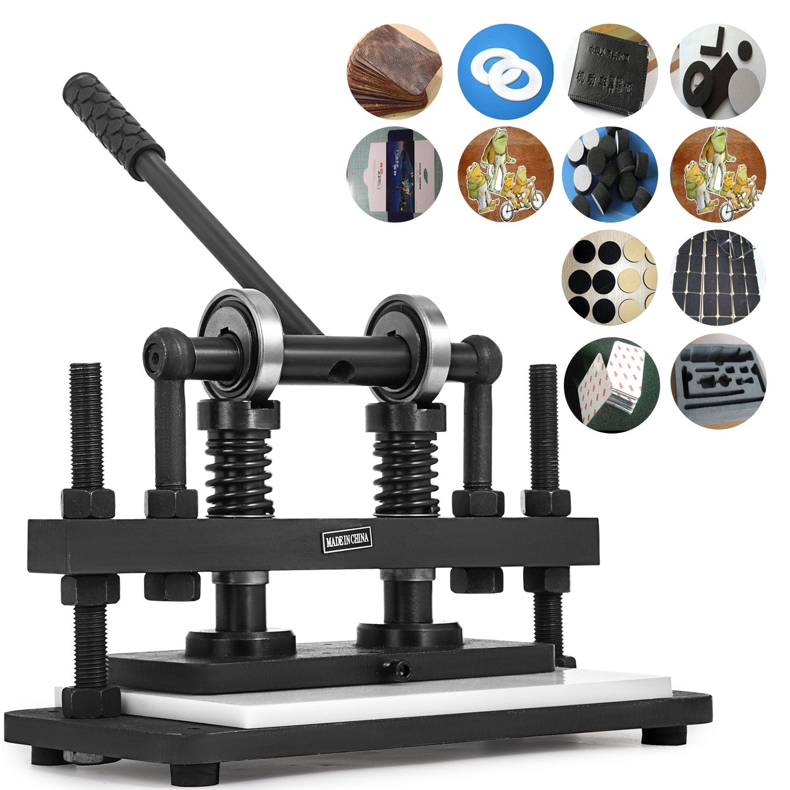 Leather Cutting Machine Double Guiding Shaft Leather Embossing Machine with 260x120mm Upper Platen Max 10 mm V952-PGYHJSD260X120CM1V0