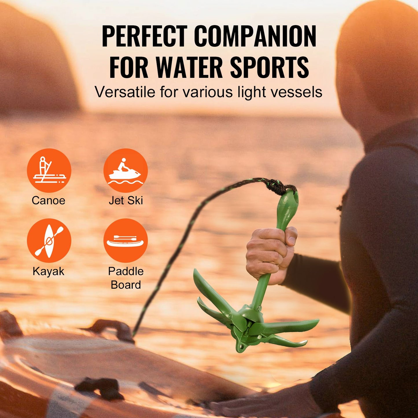 Kayak Anchor Kit, 3.5 lb Paddle Board Anchor Kit with 26.2 ft/8 m Rope and Buoy, Folding Small Boat Anchor V952-PHTMYJTPSG35NCT7KV0