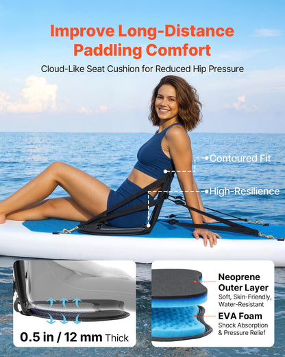 Kayak Seat, 1 Pack 12 mm Thick, Universal Paddle Board Seat with Back Support, Sit-on-Top Soft Padded Cushion V952-PHTRZYEVAPMJEN4JO001V0