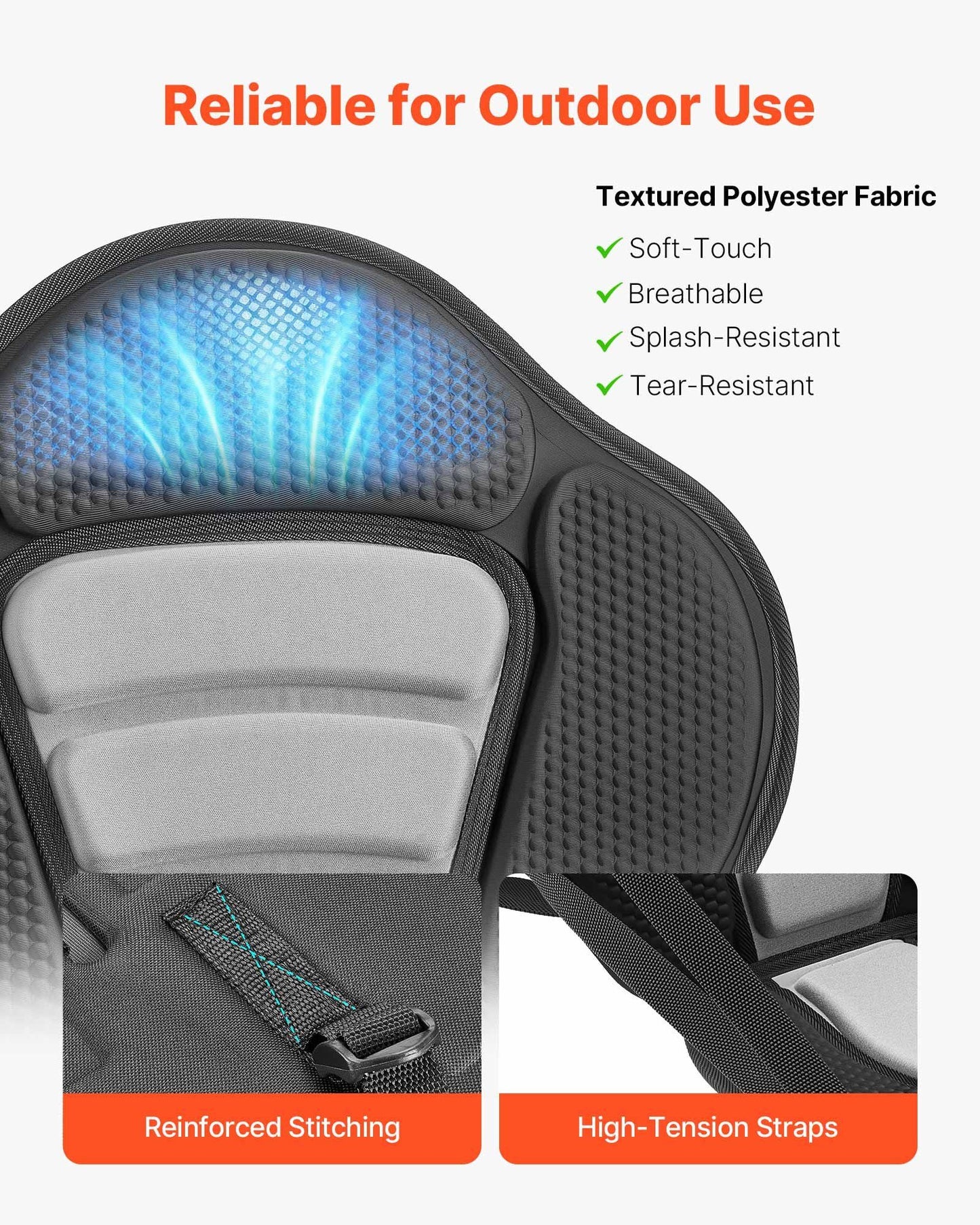 Kayak Seat, 1 Pack 12 mm Thick, Universal Paddle Board Seat with Back Support, Sit-on-Top Soft Padded Cushion V952-PHTRZYEVAPMJEN4JO001V0