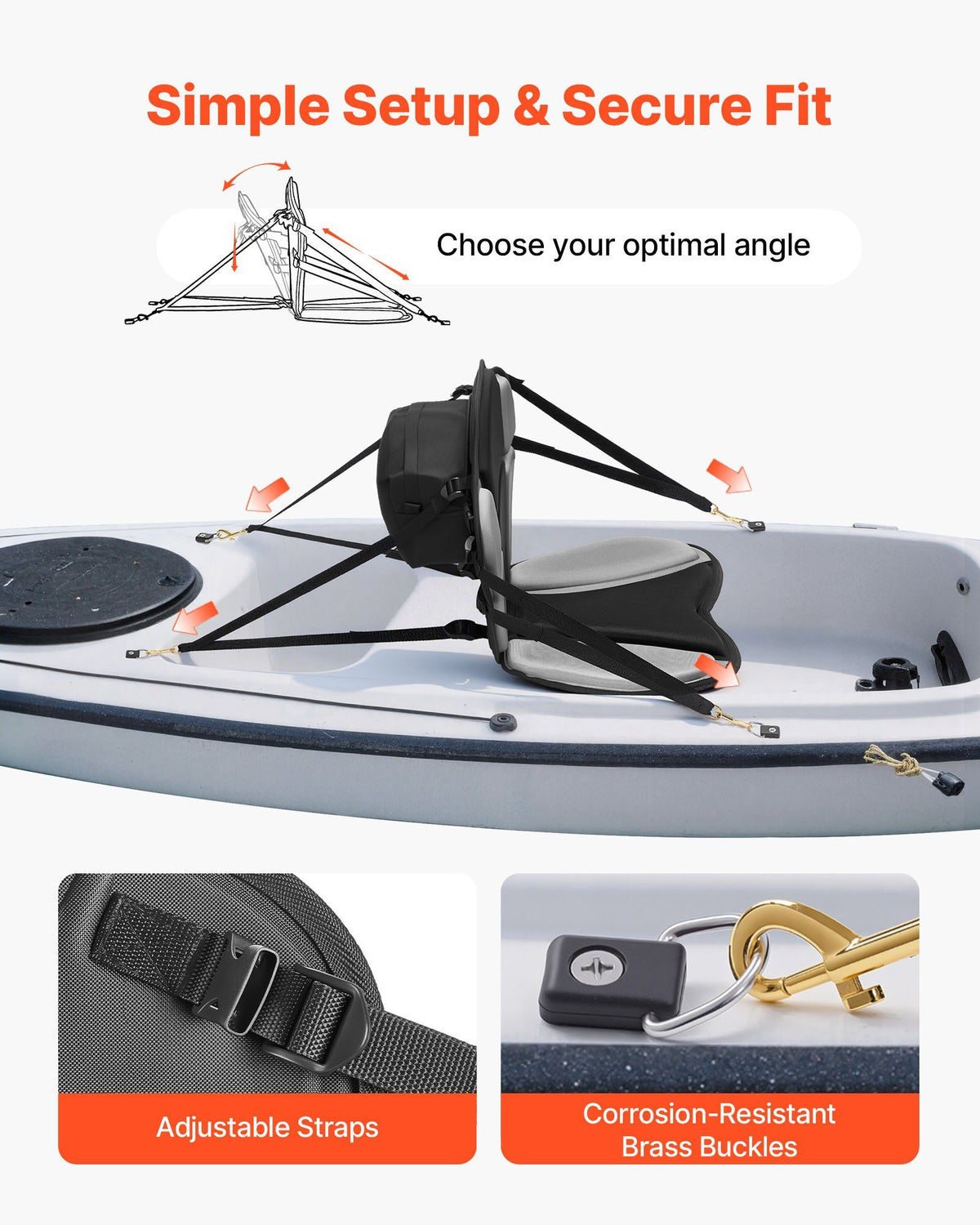 Kayak Seat, 1 Pack 31 mm Thick, Universal Paddle Board Seat with Back Support, Sit-on-Top Soft Padded Cushion V952-PHTRZYEVAPMJZT0F7001V0