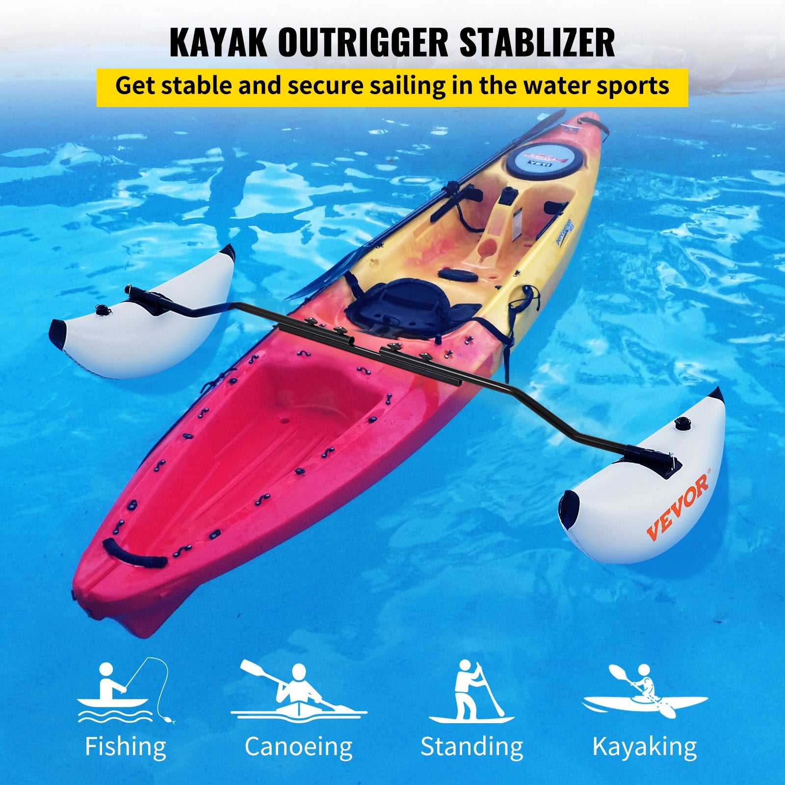 Kayak Outrigger Stabilizer Inflatable Outrigger Float 2PCS PVC w/ Arms Rod V952-PHTZTWDQTZBDDVJK5V0