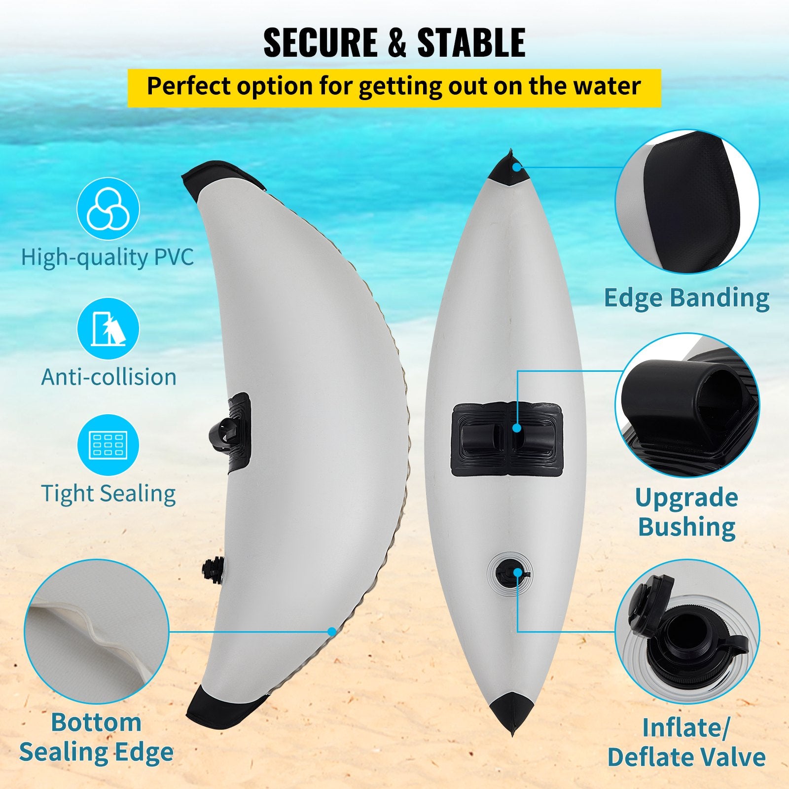 Kayak Outrigger Stabilizer Inflatable Outrigger Float 2PCS PVC w/ Arms Rod V952-PHTZTWDQTZBDDVJK5V0