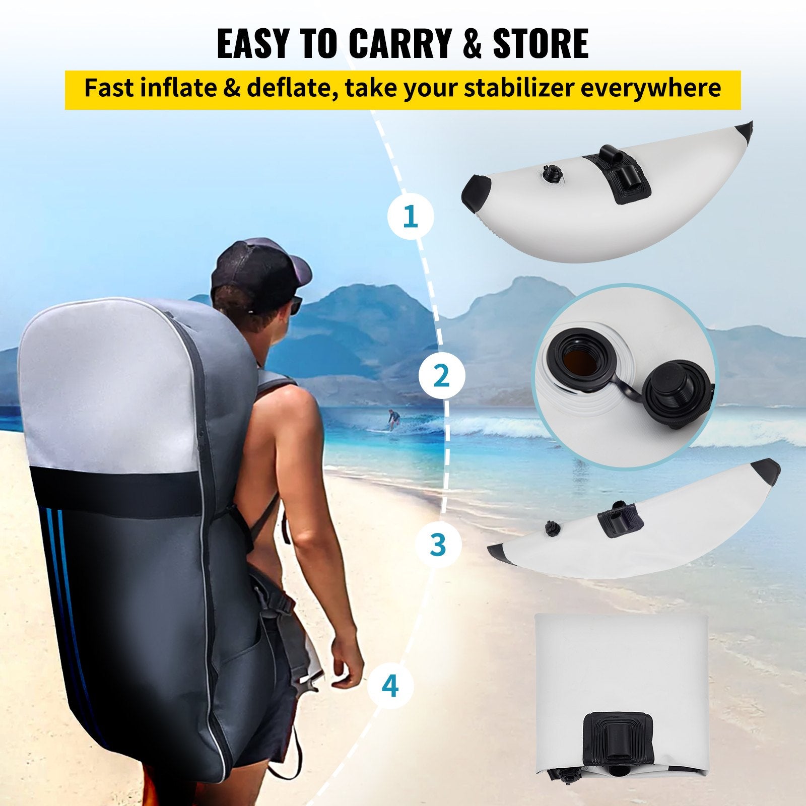 Kayak Outrigger Stabilizer Inflatable Outrigger Float 2PCS PVC w/ Arms Rod V952-PHTZTWDQTZBDDVJK5V0