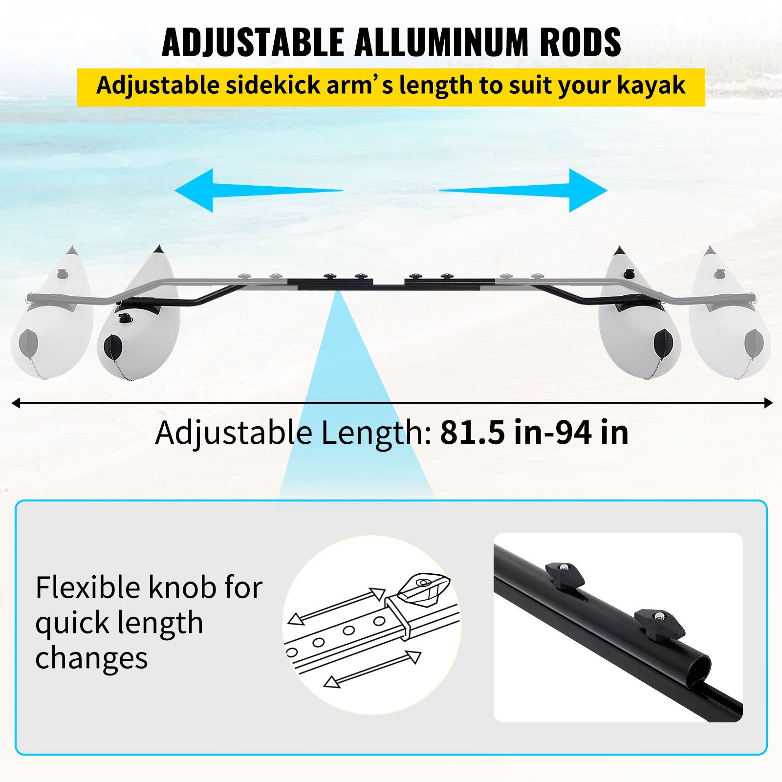 Kayak Outrigger Stabilizer Inflatable Outrigger Float 2PCS PVC w/ Arms Rod V952-PHTZTWDQTZBDDVJK5V0
