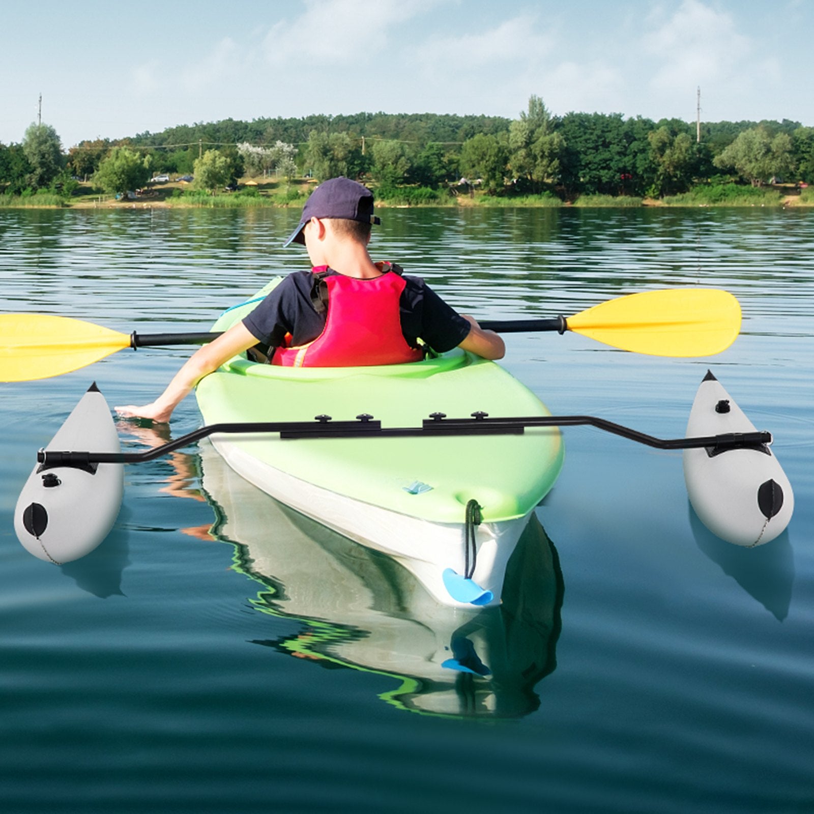 Kayak Outrigger Stabilizer Inflatable Outrigger Float 2PCS PVC w/ Arms Rod V952-PHTZTWDQTZBDDVJK5V0