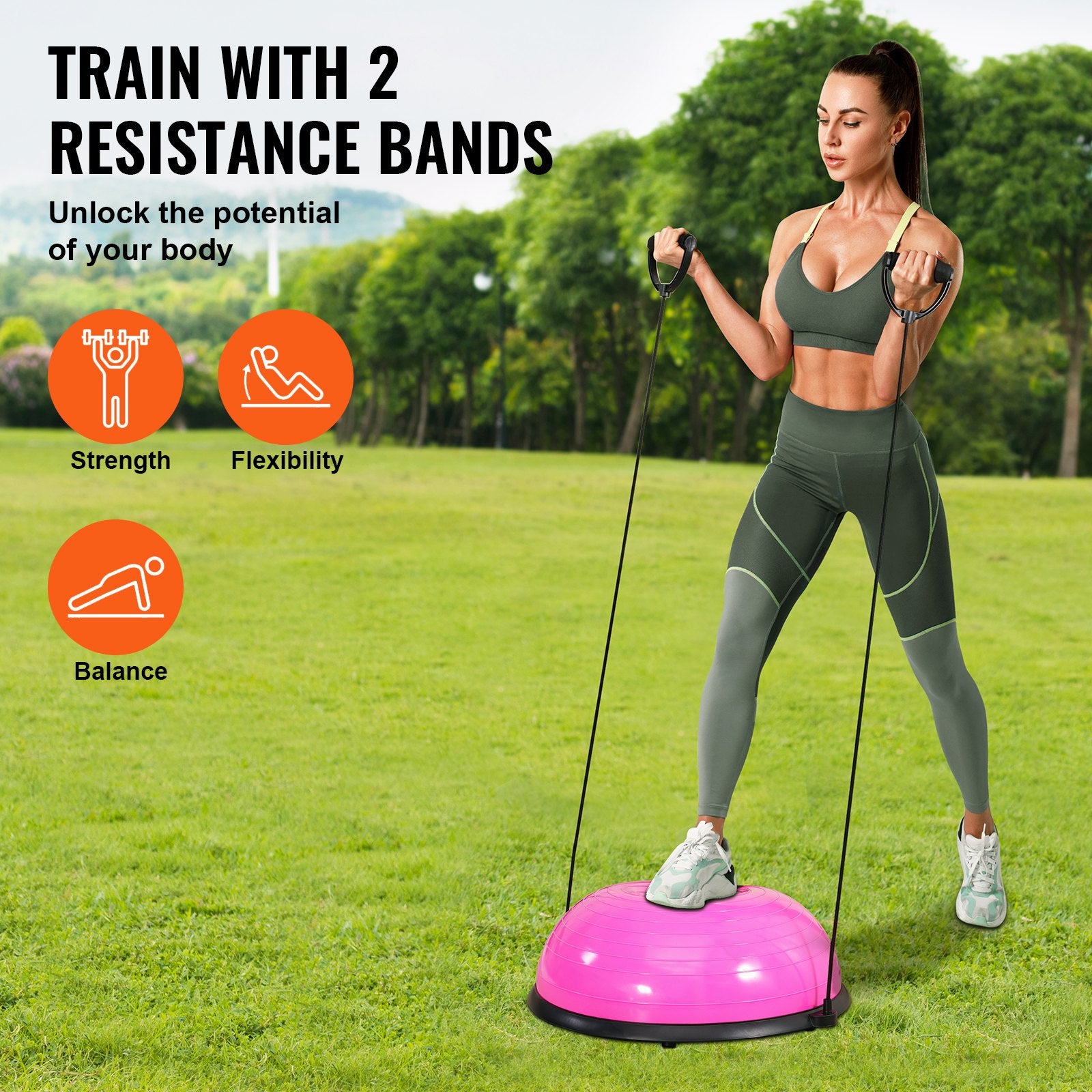 Half Exercise Ball Trainer, 23 inch Balance Ball Trainer, 660lbs Capacity Stability Ball, Yoga Ball with V952-PHXLQ58CMBWF8JUJHV0