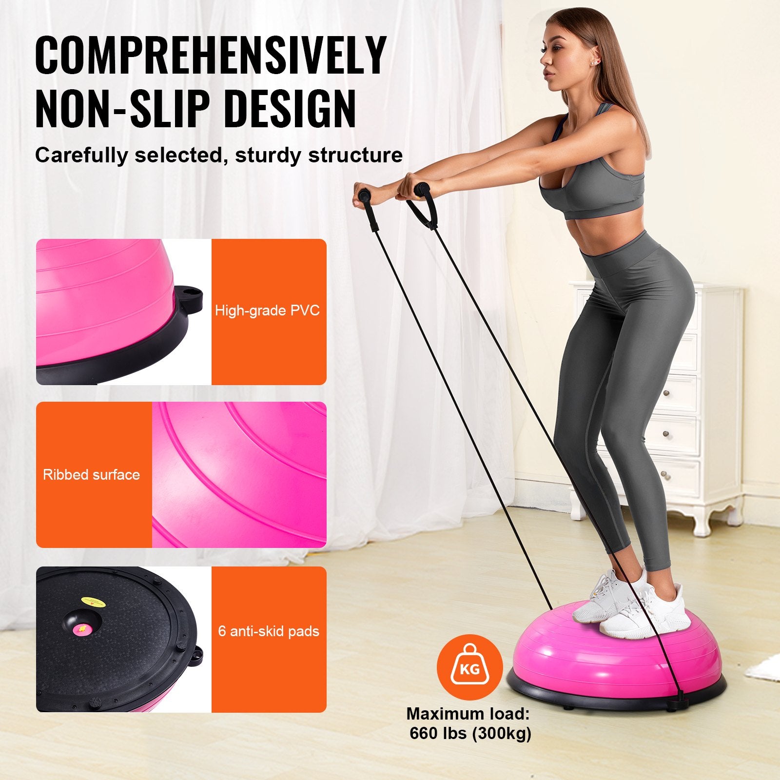 Half Exercise Ball Trainer, 23 inch Balance Ball Trainer, 660lbs Capacity Stability Ball, Yoga Ball with V952-PHXLQ58CMBWF8JUJHV0