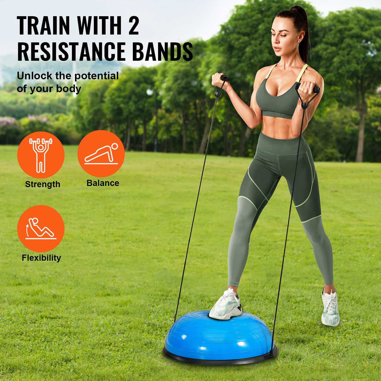Half Exercise Ball Trainer, 23 inch Balance Ball Trainer, 660lbs Capacity Stability Ball, Yoga Ball with V952-PHXLQ58CMBWLDQO03V0