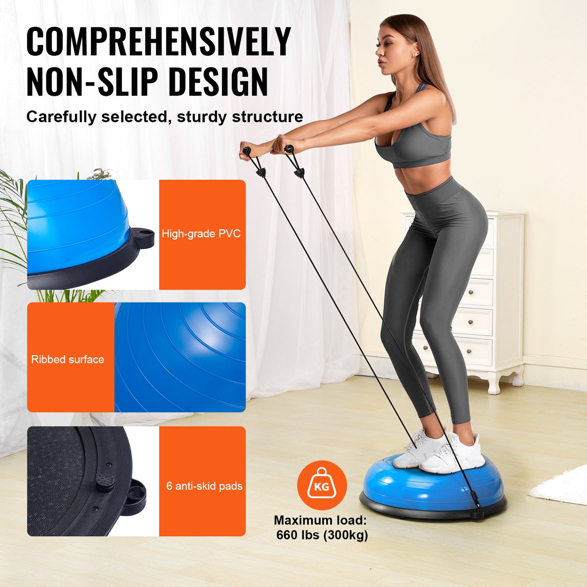 Half Exercise Ball Trainer, 23 inch Balance Ball Trainer, 660lbs Capacity Stability Ball, Yoga Ball with V952-PHXLQ58CMBWLDQO03V0