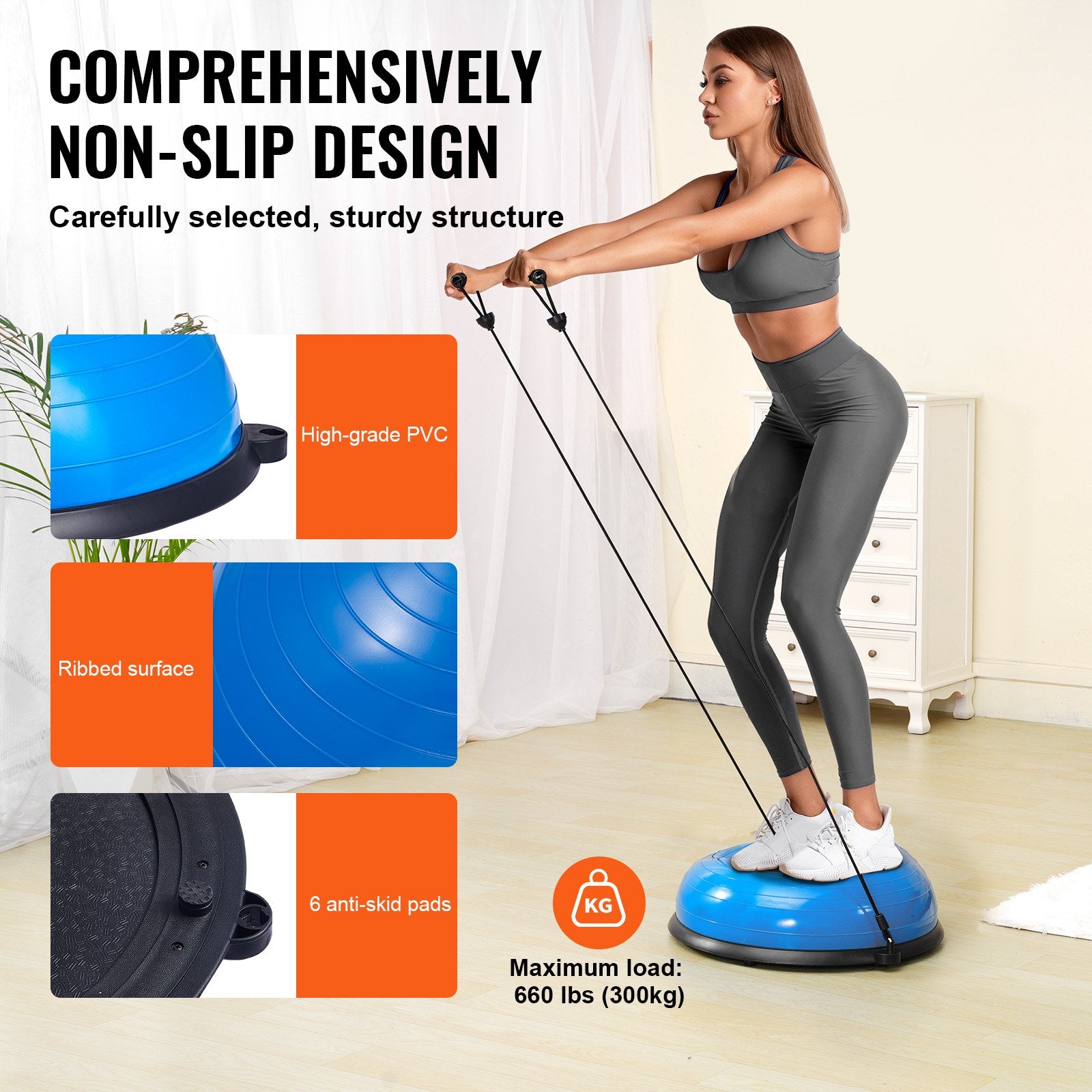 Half Exercise Ball Trainer, 23 inch Balance Ball Trainer, 660lbs Capacity Stability Ball, Yoga Ball with V952-PHXLQ58CMBWLDQO03V0