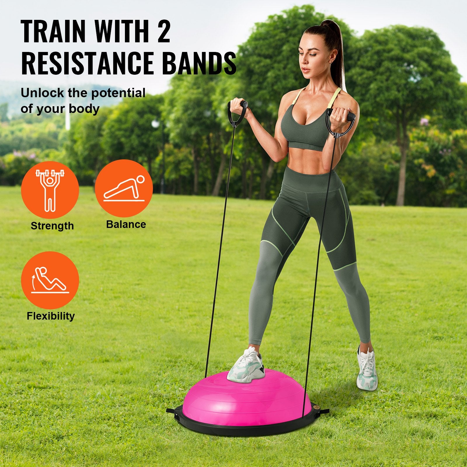 Half Exercise Ball Trainer, 26 inch Balance Ball Trainer, 1500lbs Capacity Stability Ball, Yoga Ball with V952-PHXLQ64CMBWFPSA6CV0