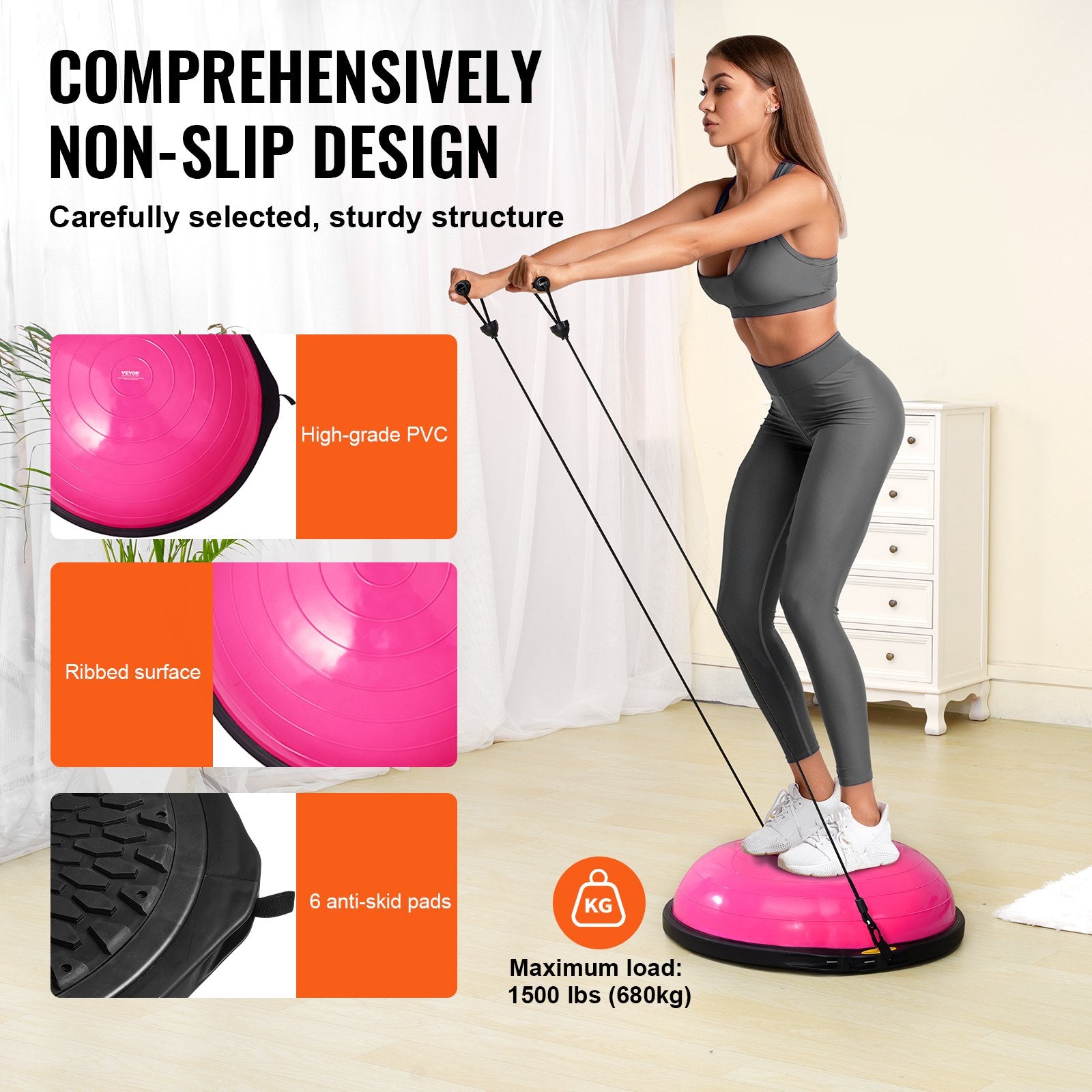 Half Exercise Ball Trainer, 26 inch Balance Ball Trainer, 1500lbs Capacity Stability Ball, Yoga Ball with V952-PHXLQ64CMBWFPSA6CV0