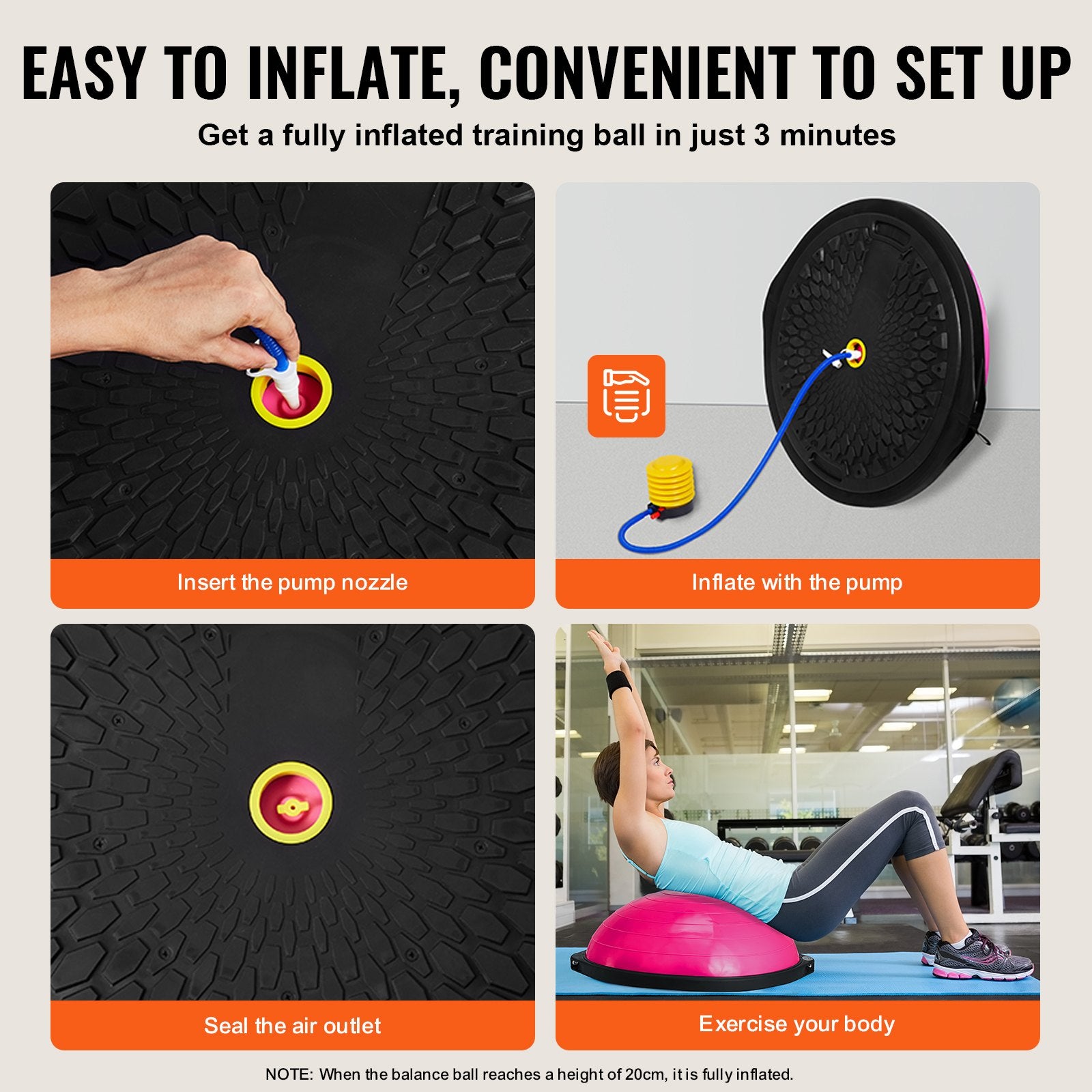 Half Exercise Ball Trainer, 26 inch Balance Ball Trainer, 1500lbs Capacity Stability Ball, Yoga Ball with V952-PHXLQ64CMBWFPSA6CV0