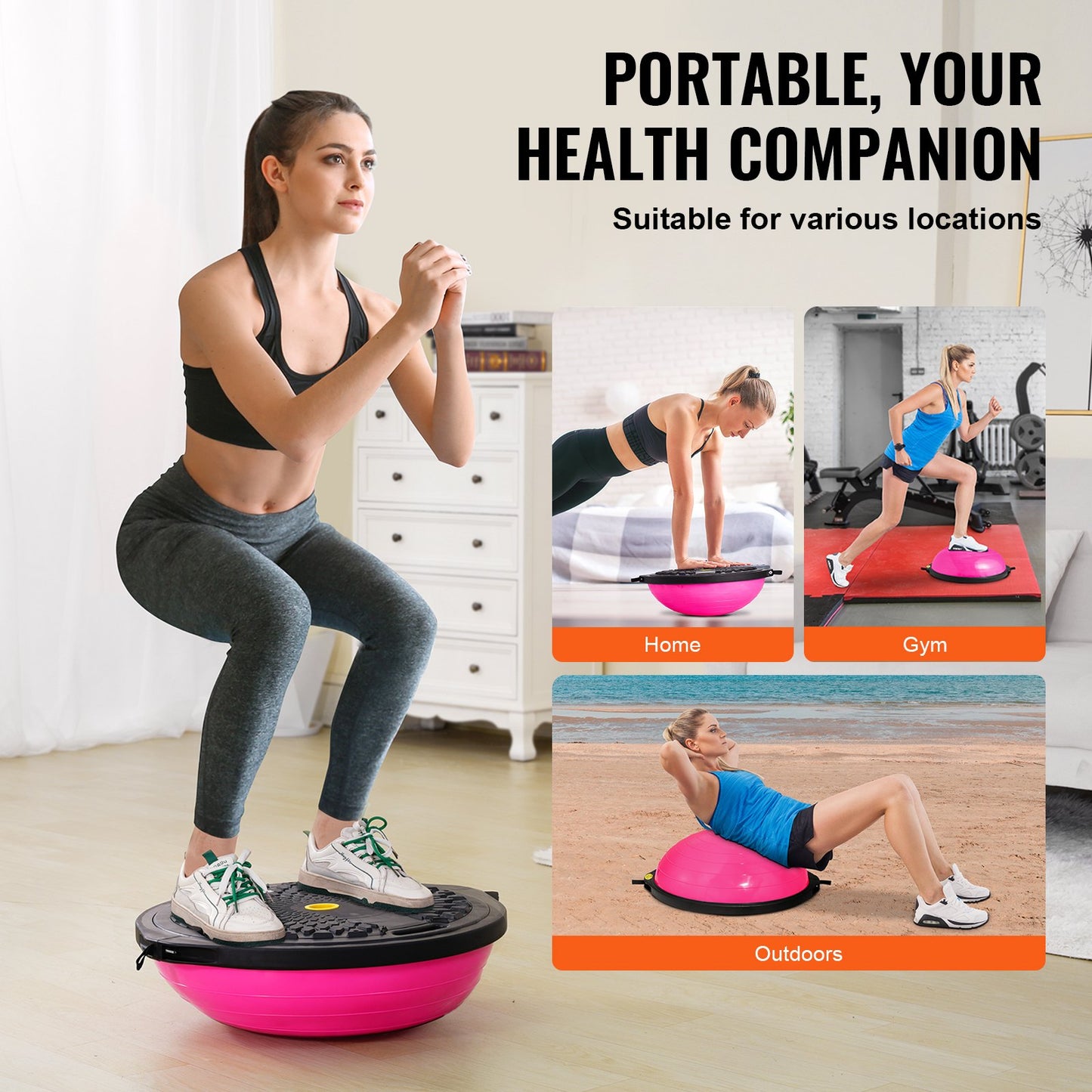 Half Exercise Ball Trainer, 26 inch Balance Ball Trainer, 1500lbs Capacity Stability Ball, Yoga Ball with V952-PHXLQ64CMBWFPSA6CV0