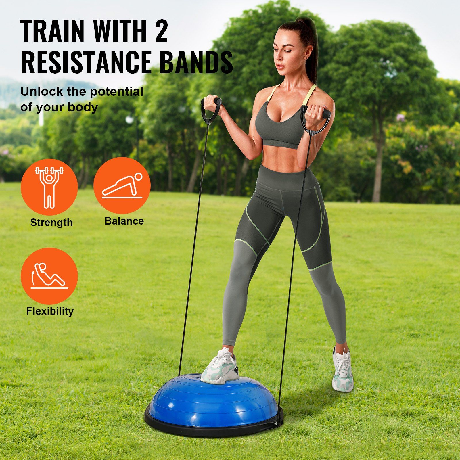 Half Exercise Ball Trainer, 26 inch Balance Ball Trainer, 1500lbs Capacity Stability Ball, Yoga Ball with V952-PHXLQ64CMBWLBOHHQV0