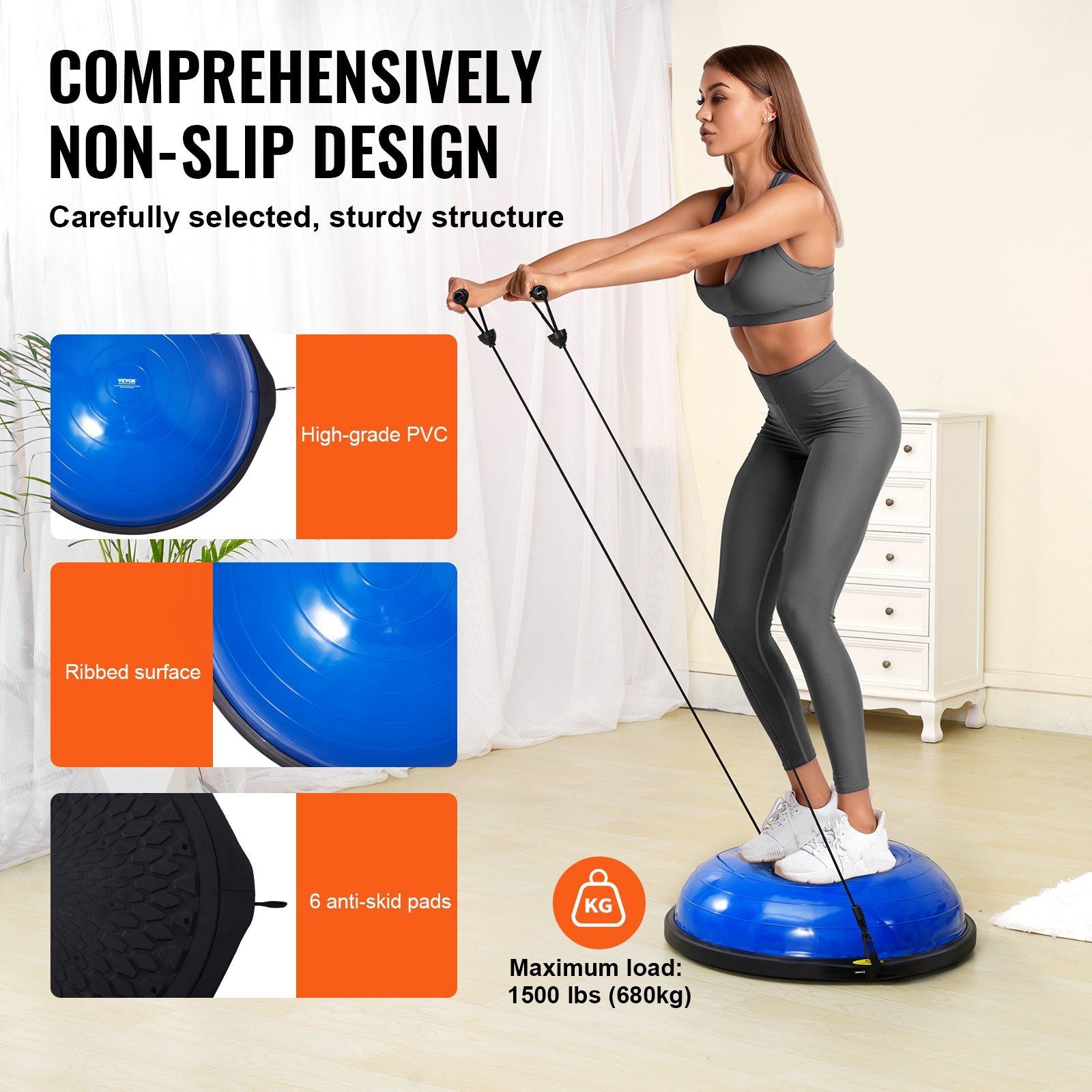 Half Exercise Ball Trainer, 26 inch Balance Ball Trainer, 1500lbs Capacity Stability Ball, Yoga Ball with V952-PHXLQ64CMBWLBOHHQV0