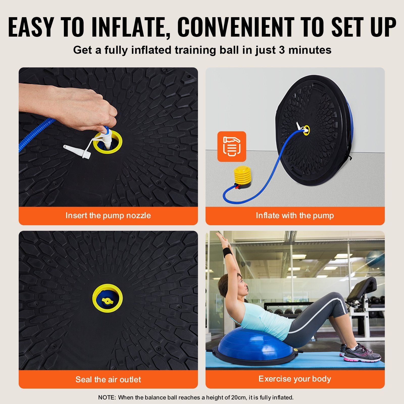Half Exercise Ball Trainer, 26 inch Balance Ball Trainer, 1500lbs Capacity Stability Ball, Yoga Ball with V952-PHXLQ64CMBWLBOHHQV0