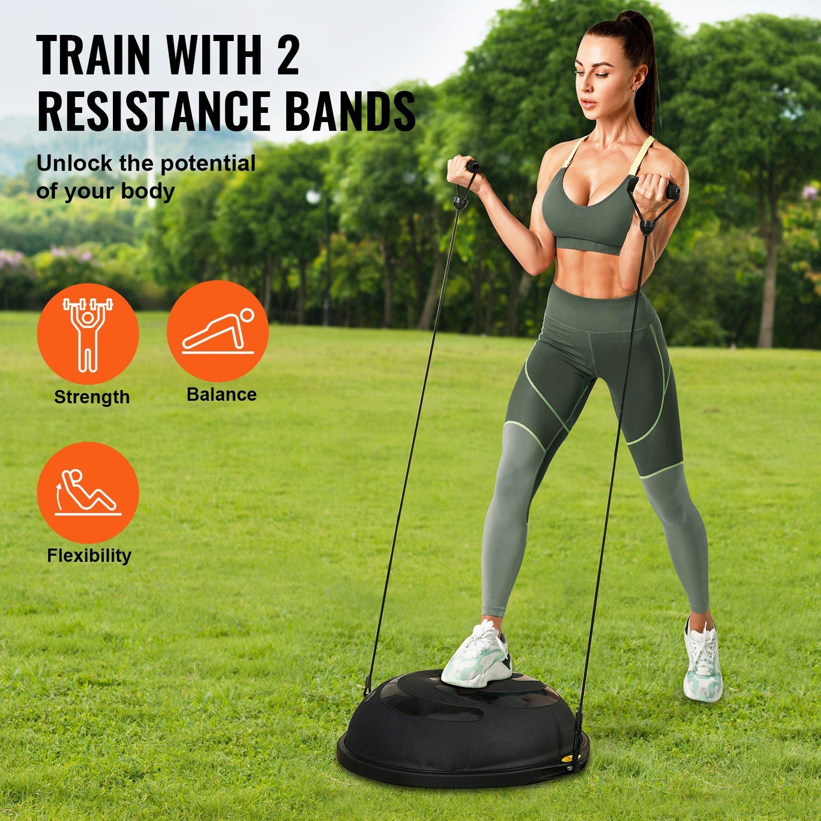Half Exercise Ball Trainer, 26 inch Balance Ball Trainer, 1500lbs Capacity Stability Ball, Yoga Ball with V952-PHXLQ64CMKLWR0JDGV0