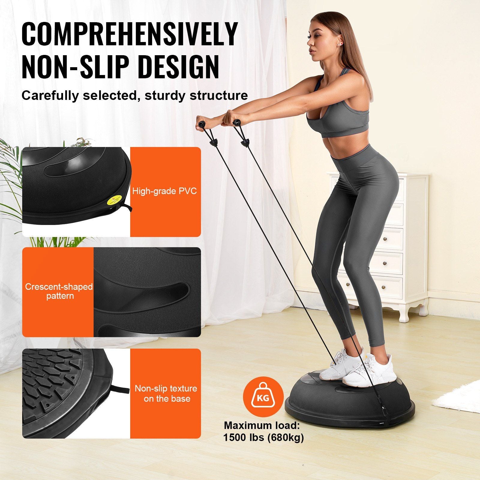 Half Exercise Ball Trainer, 26 inch Balance Ball Trainer, 1500lbs Capacity Stability Ball, Yoga Ball with V952-PHXLQ64CMKLWR0JDGV0