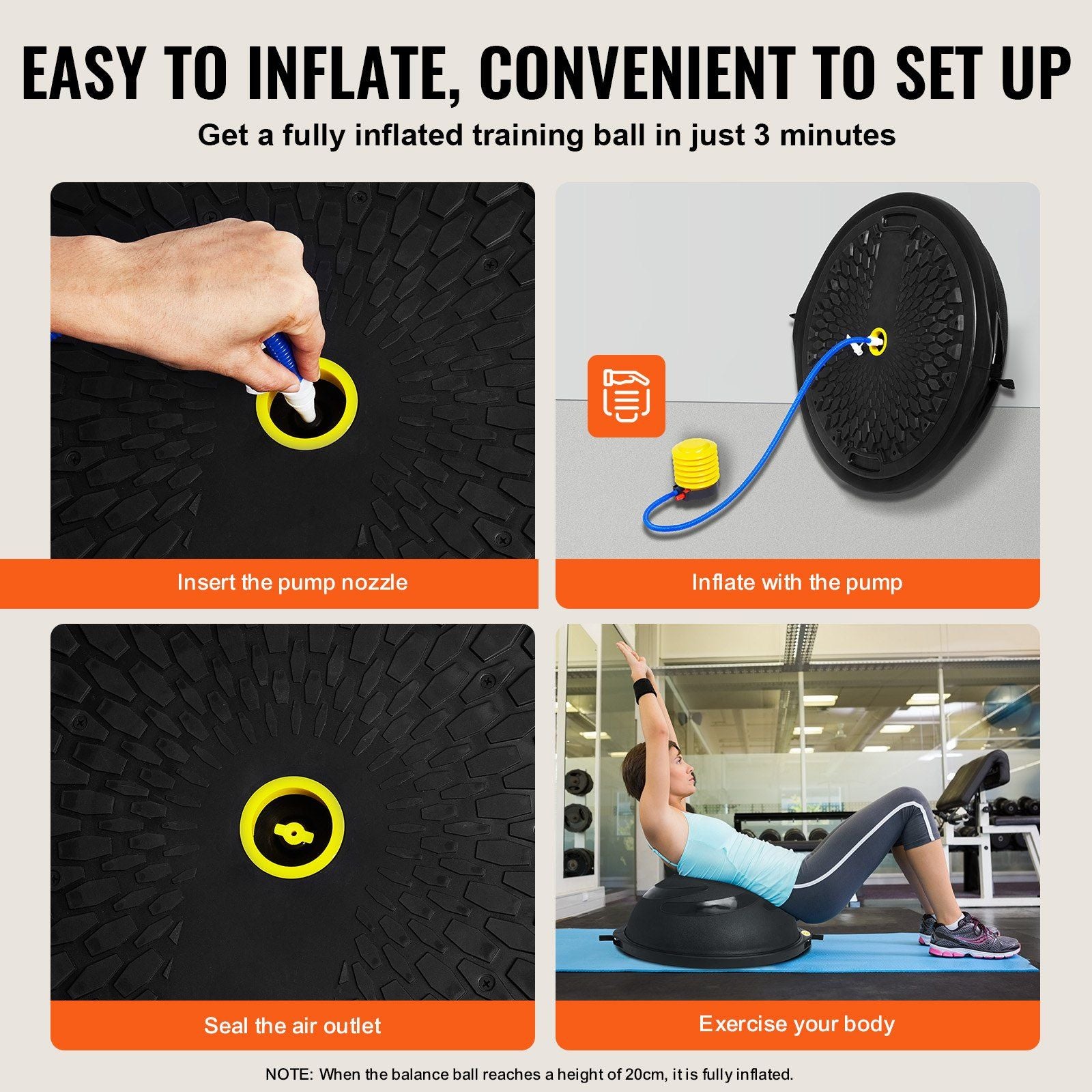 Half Exercise Ball Trainer, 26 inch Balance Ball Trainer, 1500lbs Capacity Stability Ball, Yoga Ball with V952-PHXLQ64CMKLWR0JDGV0