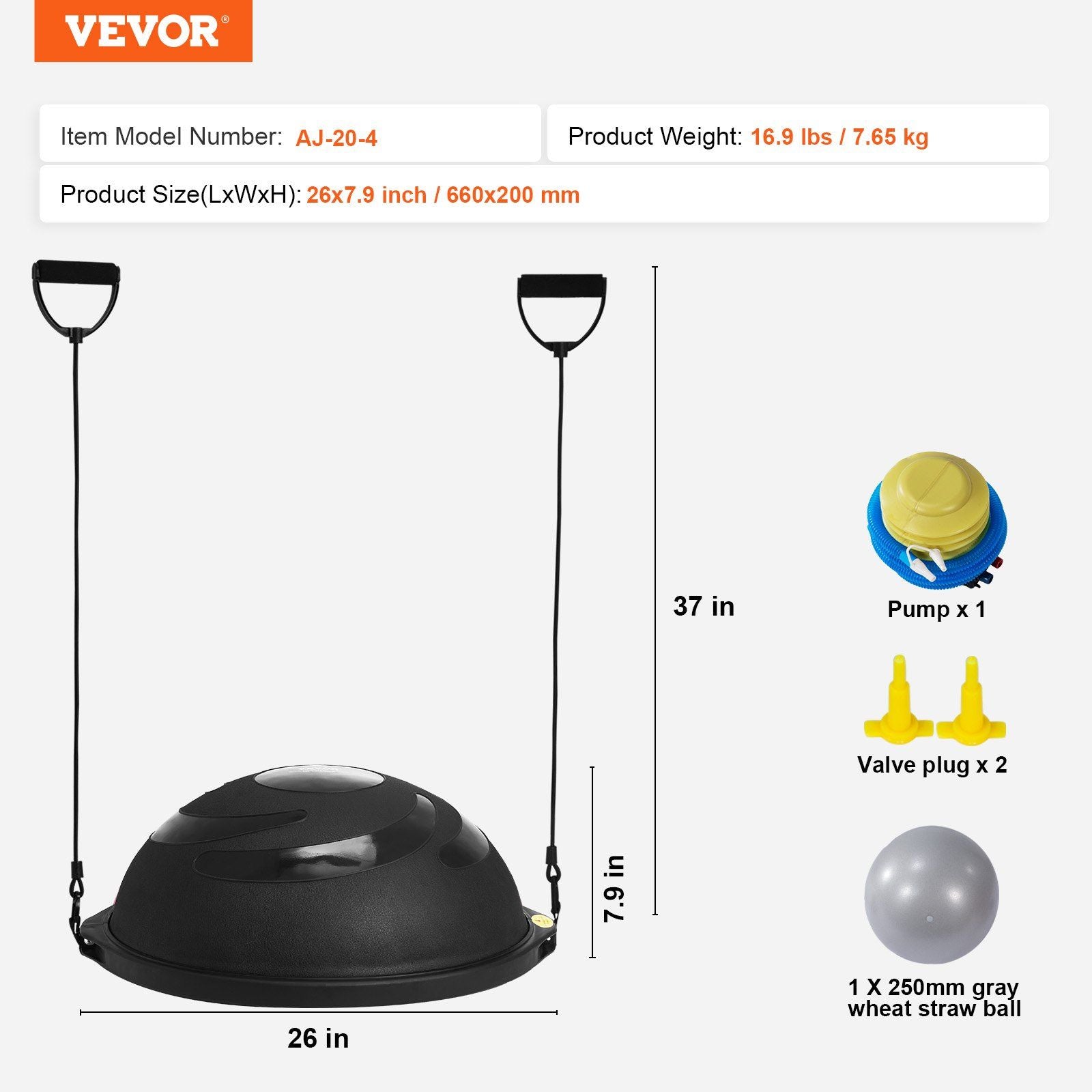 Half Exercise Ball Trainer, 26 inch Balance Ball Trainer, 1500lbs Capacity Stability Ball, Yoga Ball with V952-PHXLQ64CMKLWR0JDGV0