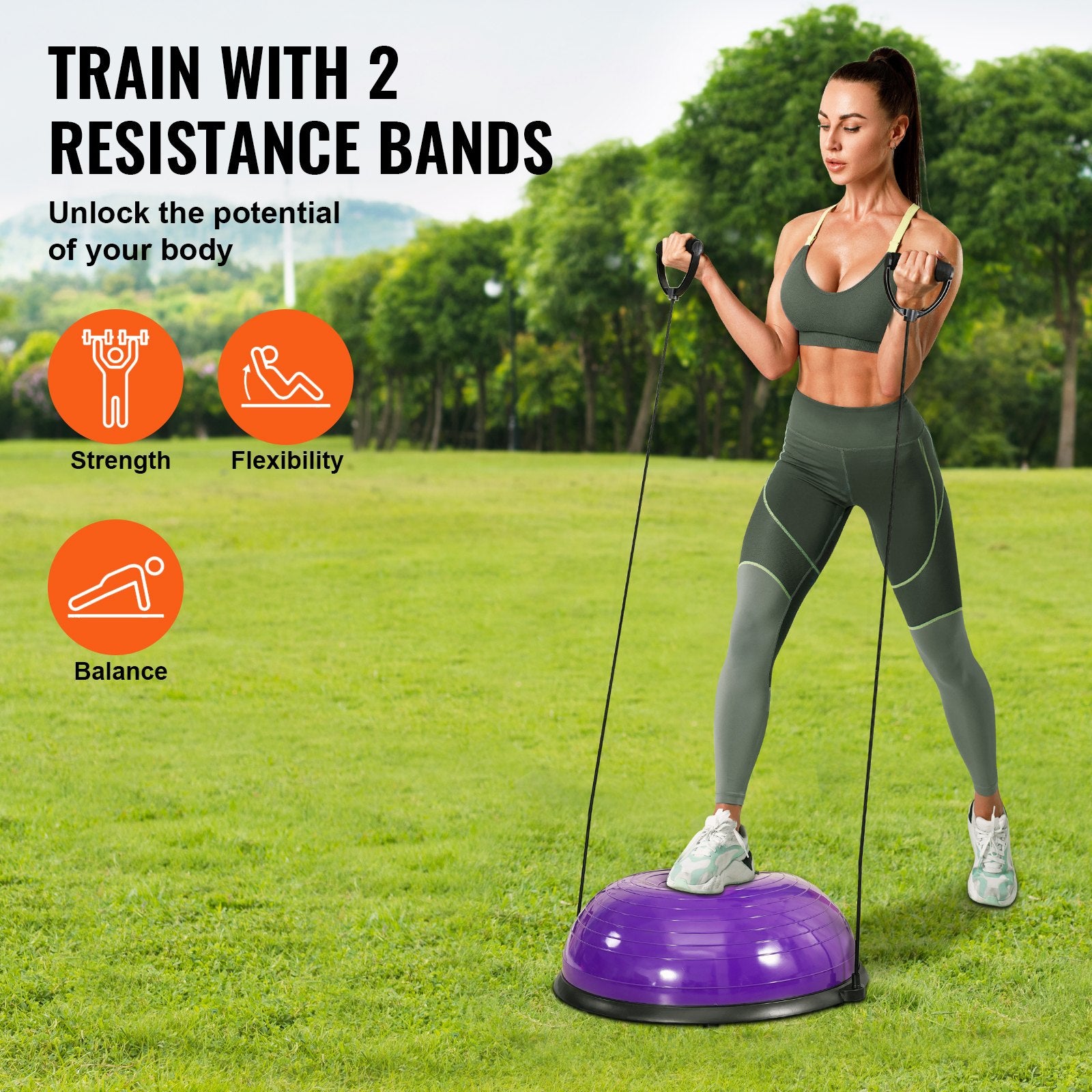 Half Exercise Ball Trainer, 23 inch Balance Ball Trainer, 660lbs Stability Ball, Yoga Ball with Resistance V952-PHXLQZS58CMBS50Z7V0