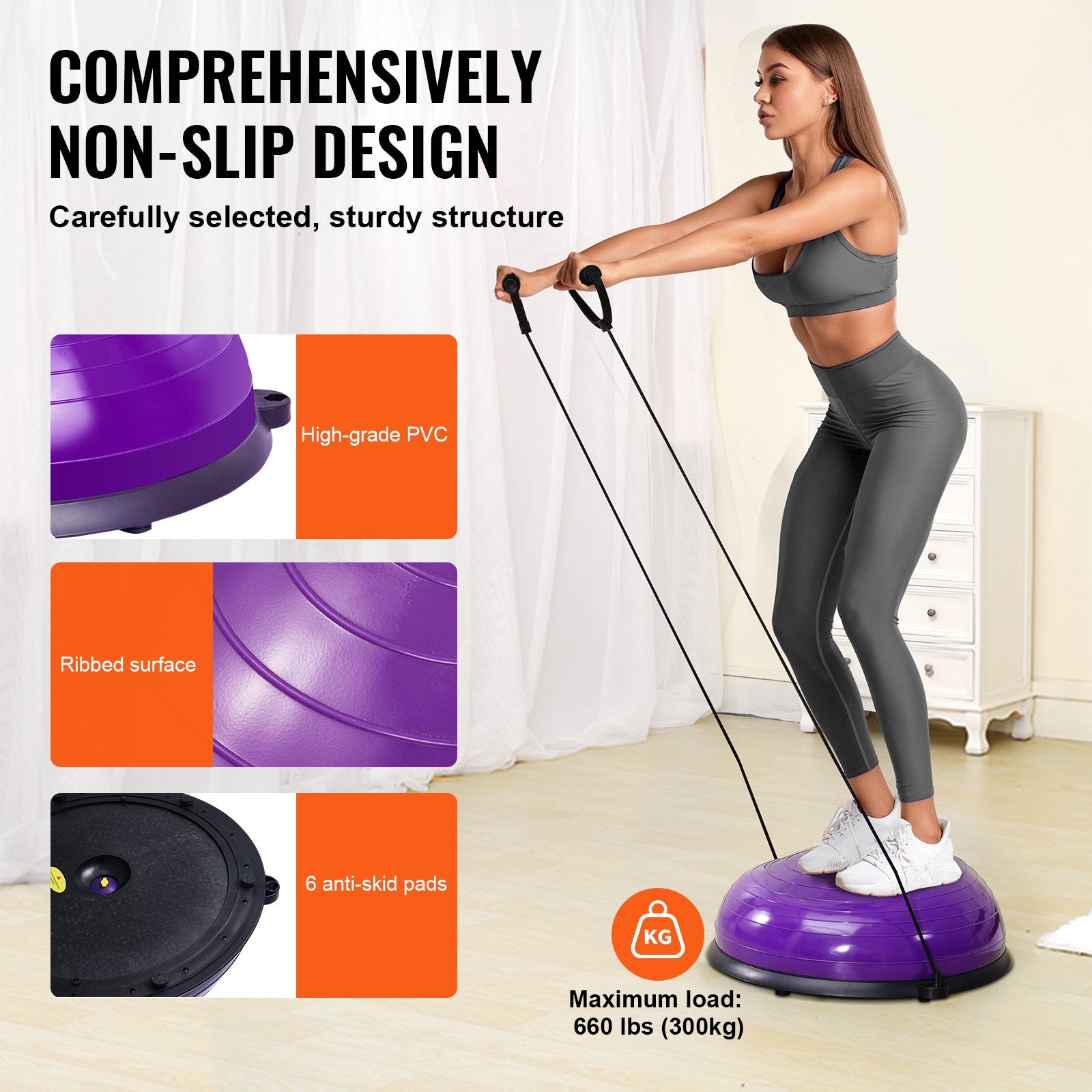 Half Exercise Ball Trainer, 23 inch Balance Ball Trainer, 660lbs Stability Ball, Yoga Ball with Resistance V952-PHXLQZS58CMBS50Z7V0