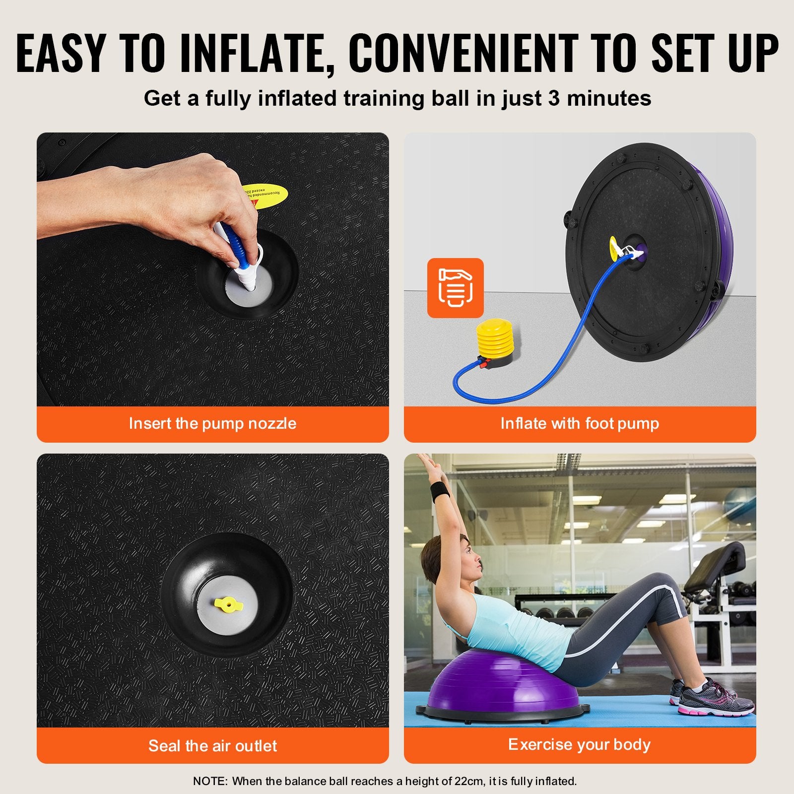 Half Exercise Ball Trainer, 23 inch Balance Ball Trainer, 660lbs Stability Ball, Yoga Ball with Resistance V952-PHXLQZS58CMBS50Z7V0