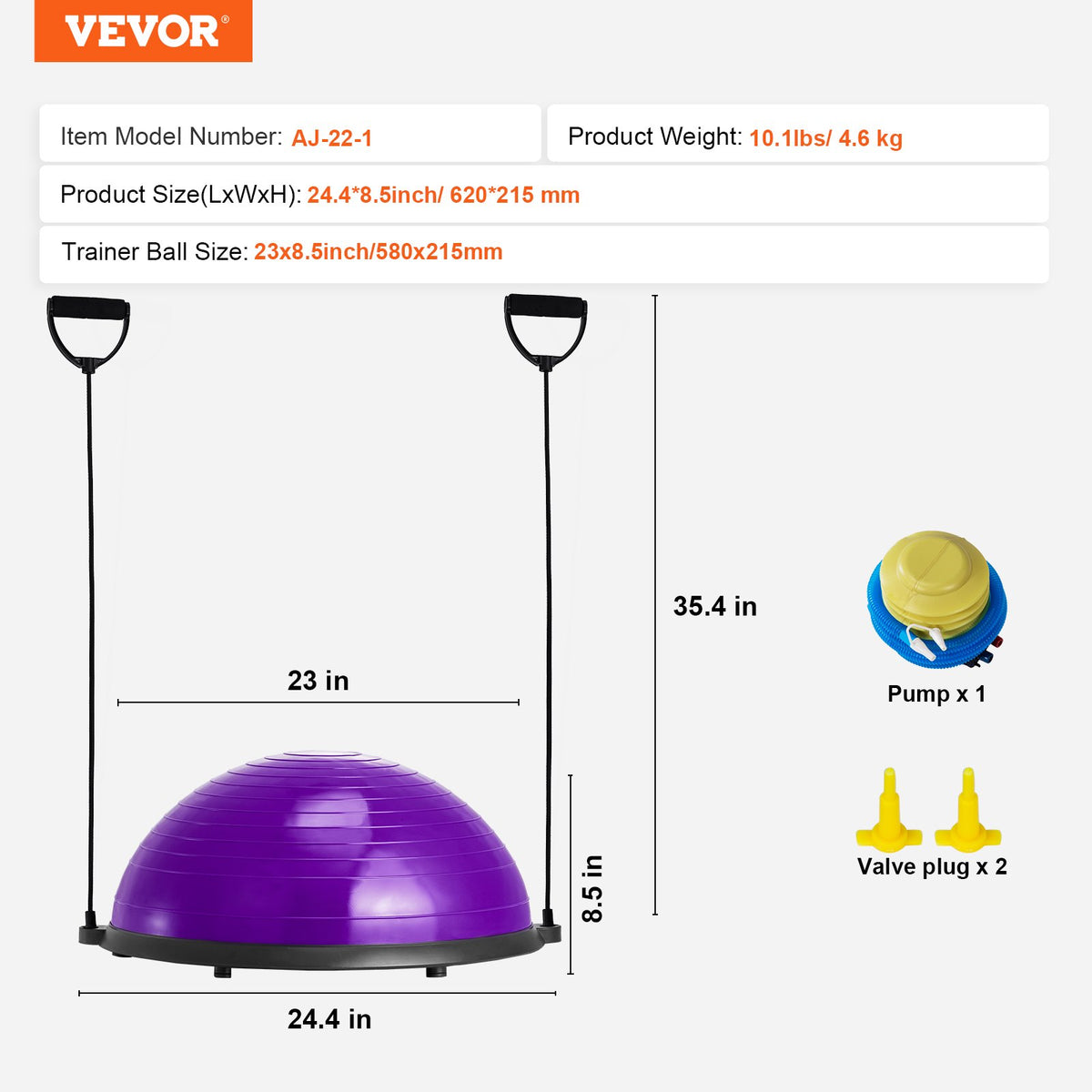 Half Exercise Ball Trainer, 23 inch Balance Ball Trainer, 660lbs Stability Ball, Yoga Ball with Resistance V952-PHXLQZS58CMBS50Z7V0