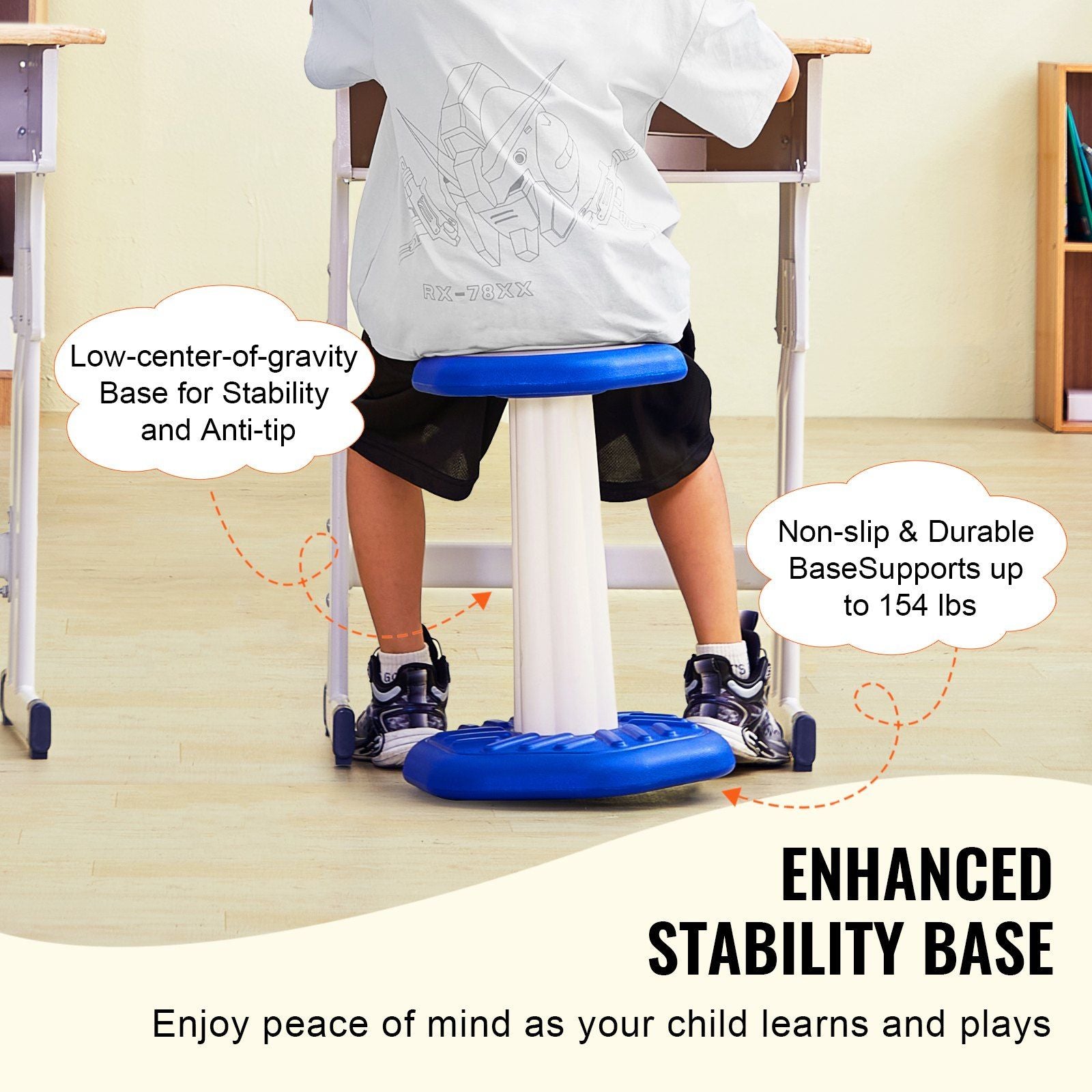 Kids Wobble Chair, Active Chair with Sponge Cushion, Wobble Stool Improves Focus, Posture and Calm Children, V952-PHZDZYJCKLSD58CJLV0