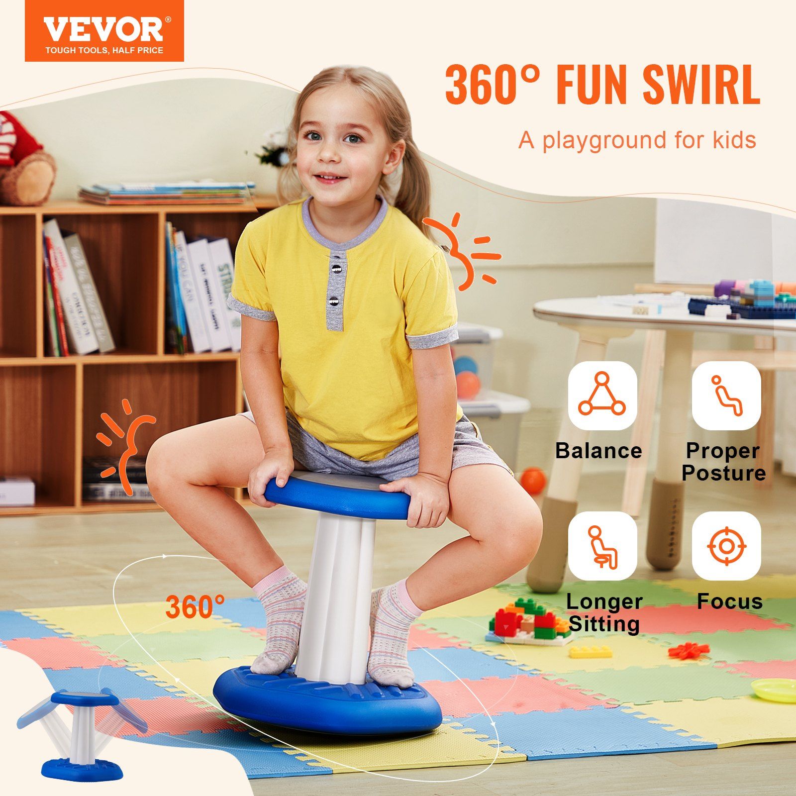 Kids Wobble Chair, Active Chair with Sponge Cushion, Wobble Stool Improves Focus, Posture and Calm Children, V952-PHZDZYJCKLSX7Z5WHV0