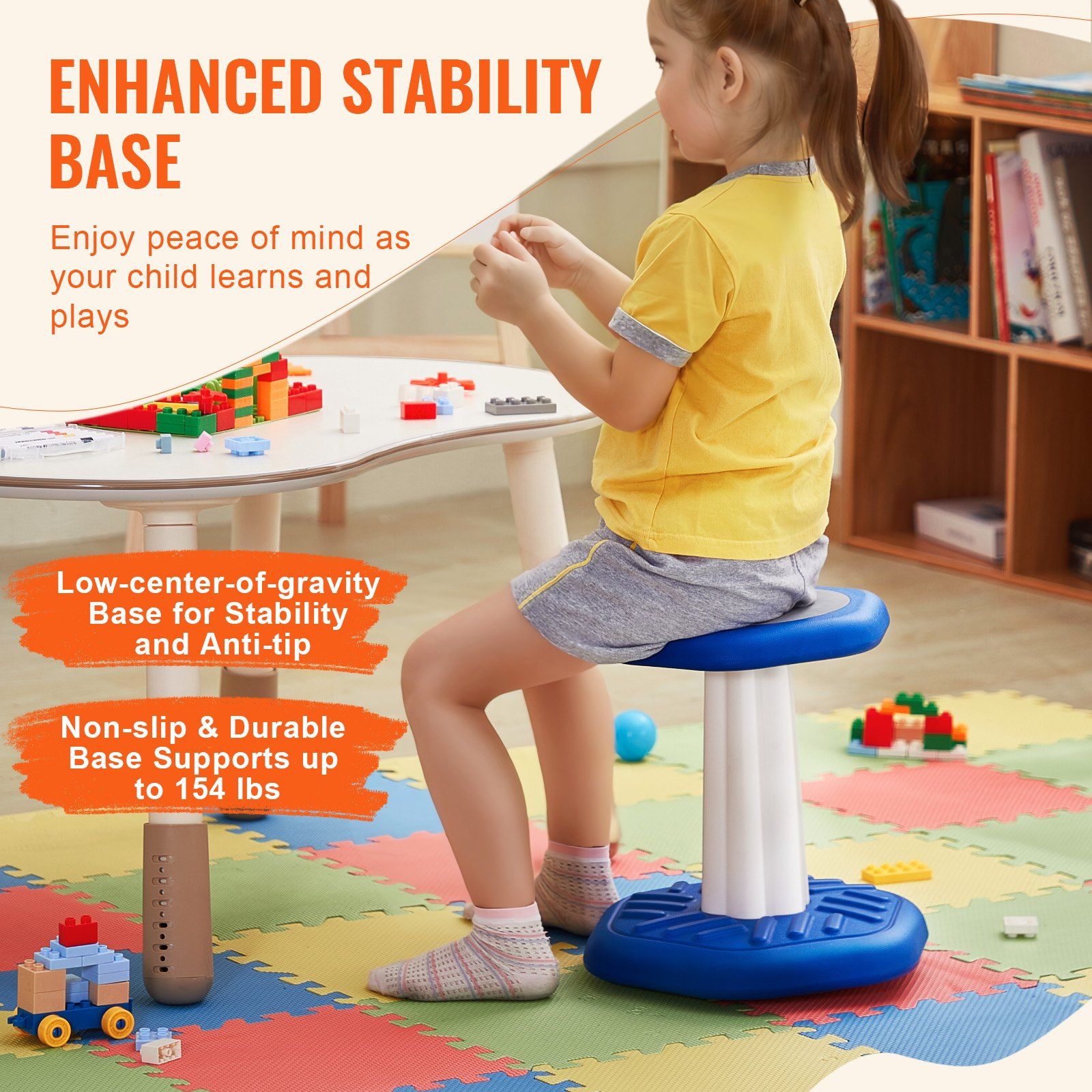 Kids Wobble Chair, Active Chair with Sponge Cushion, Wobble Stool Improves Focus, Posture and Calm Children, V952-PHZDZYJCKLSX7Z5WHV0