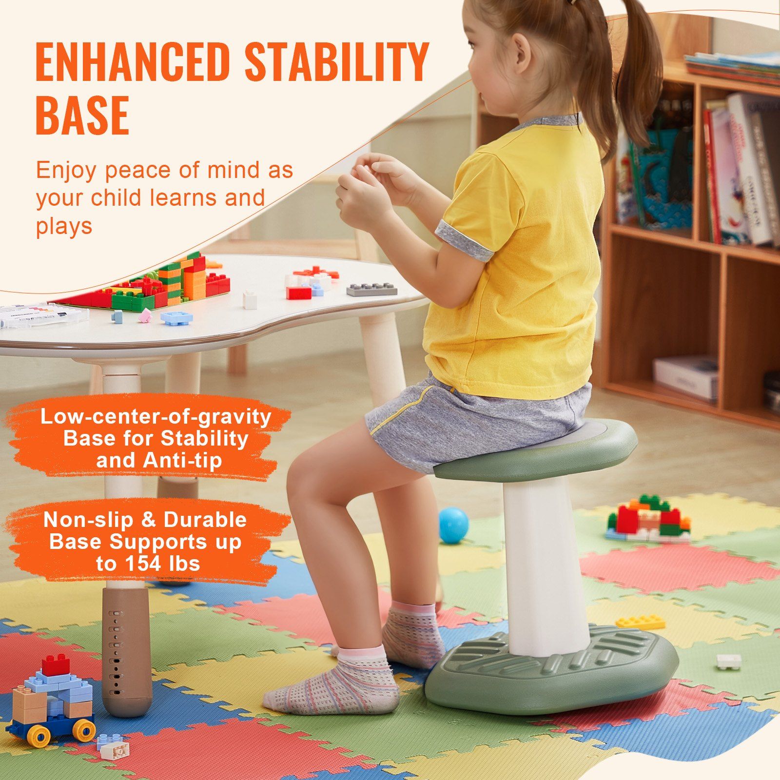 Kids Wobble Chair Active Chair with Sponge Cushion, Wobble Stool Improves Focus, Posture and Calm Children, V952-PHZDZYJCKLSXJONR9V0