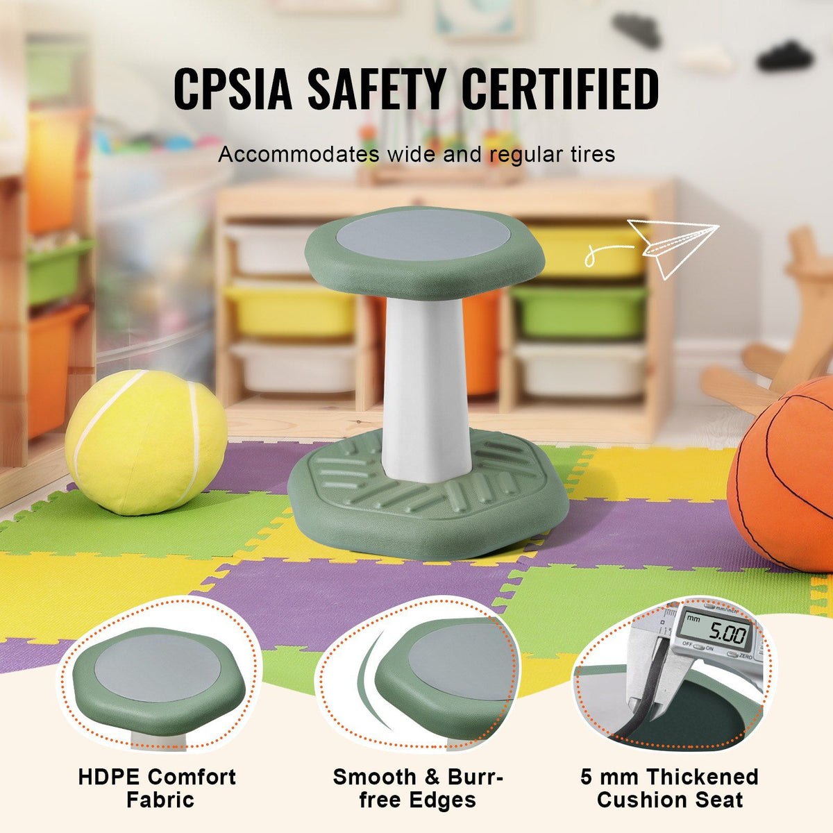 Kids Wobble Chair Active Chair with Sponge Cushion, Wobble Stool Improves Focus, Posture and Calm Children, V952-PHZDZYJCKLSXJONR9V0