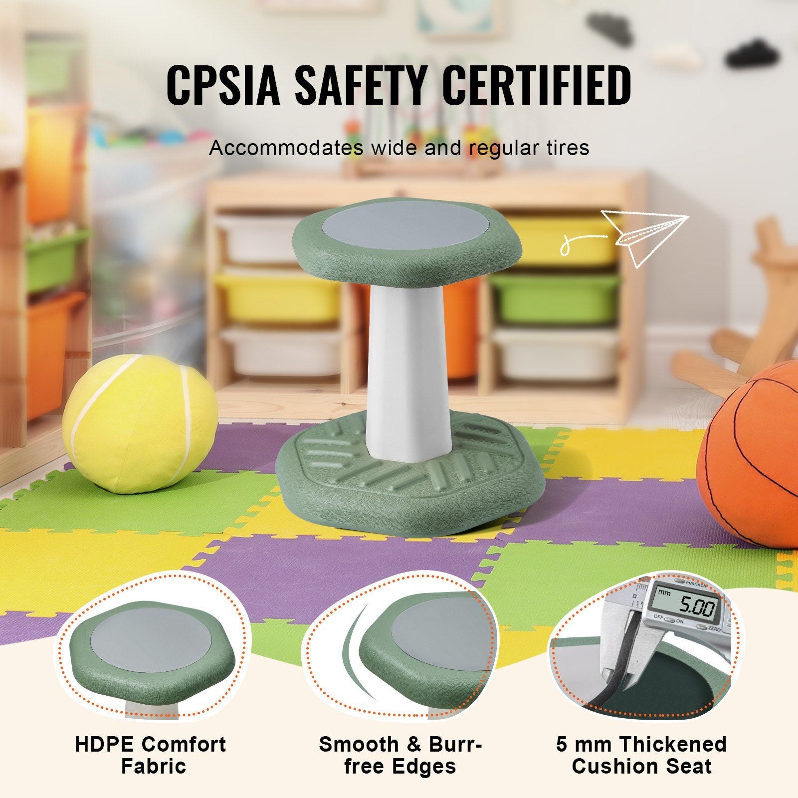 Kids Wobble Chair Active Chair with Sponge Cushion, Wobble Stool Improves Focus, Posture and Calm Children, V952-PHZDZYJCKLSXJONR9V0