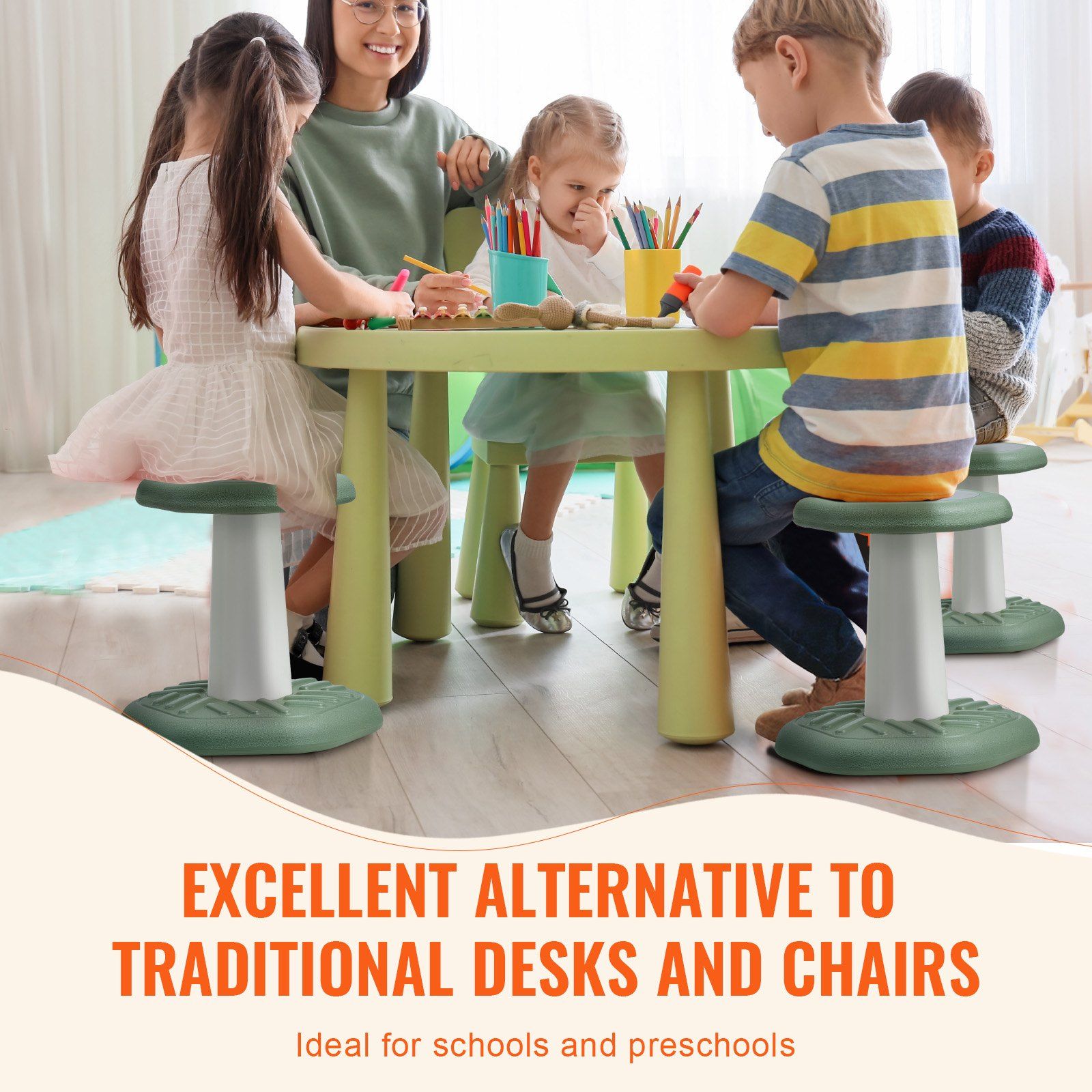 Kids Wobble Chair Active Chair with Sponge Cushion, Wobble Stool Improves Focus, Posture and Calm Children, V952-PHZDZYJCKLSXJONR9V0
