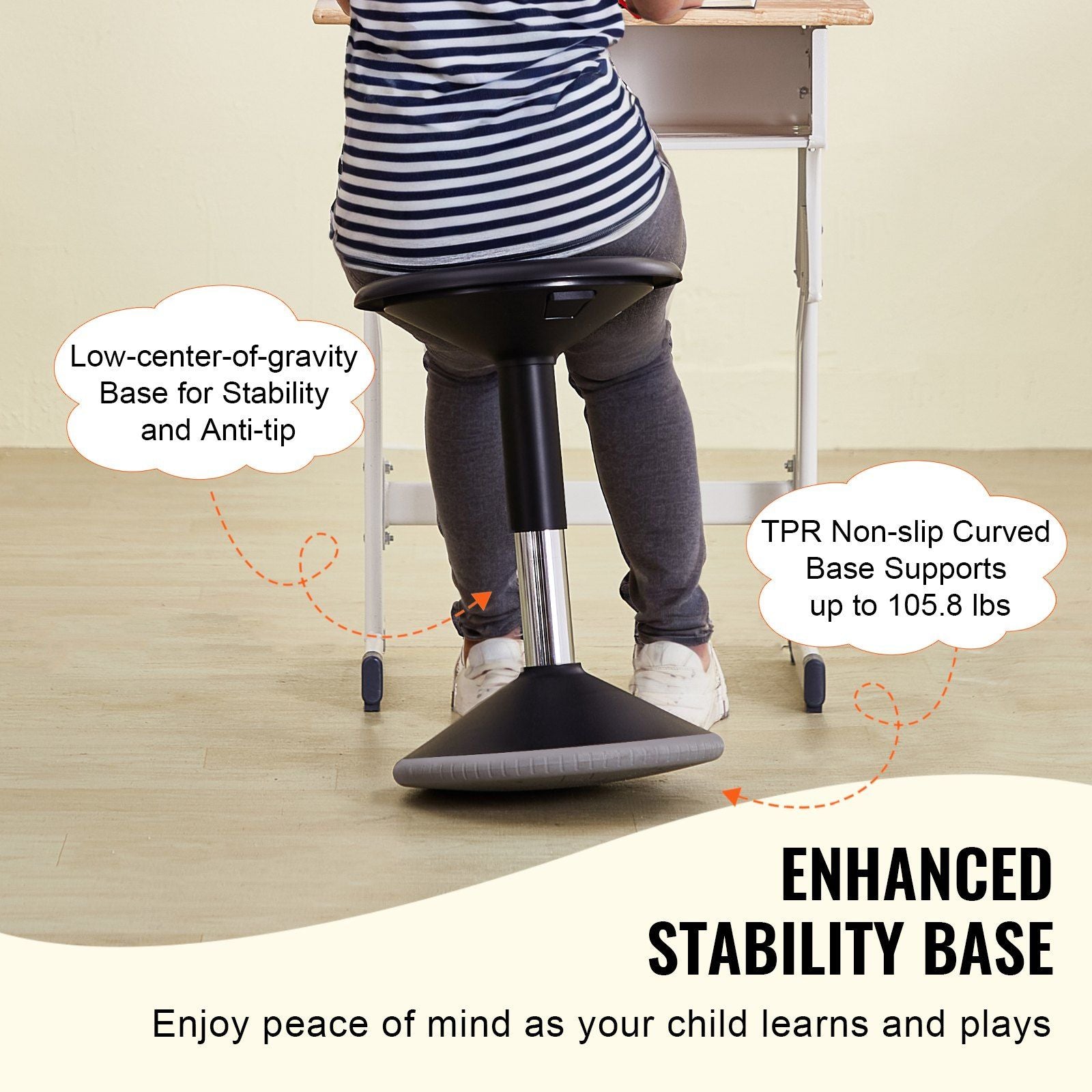 Wobble Chair, Height-Adjustable (15.7-21.7") Active Chair, Flexible Seating Wobble Stool Made of PVC+ABS V952-PHZDZYJCKWDSLAZOHV0