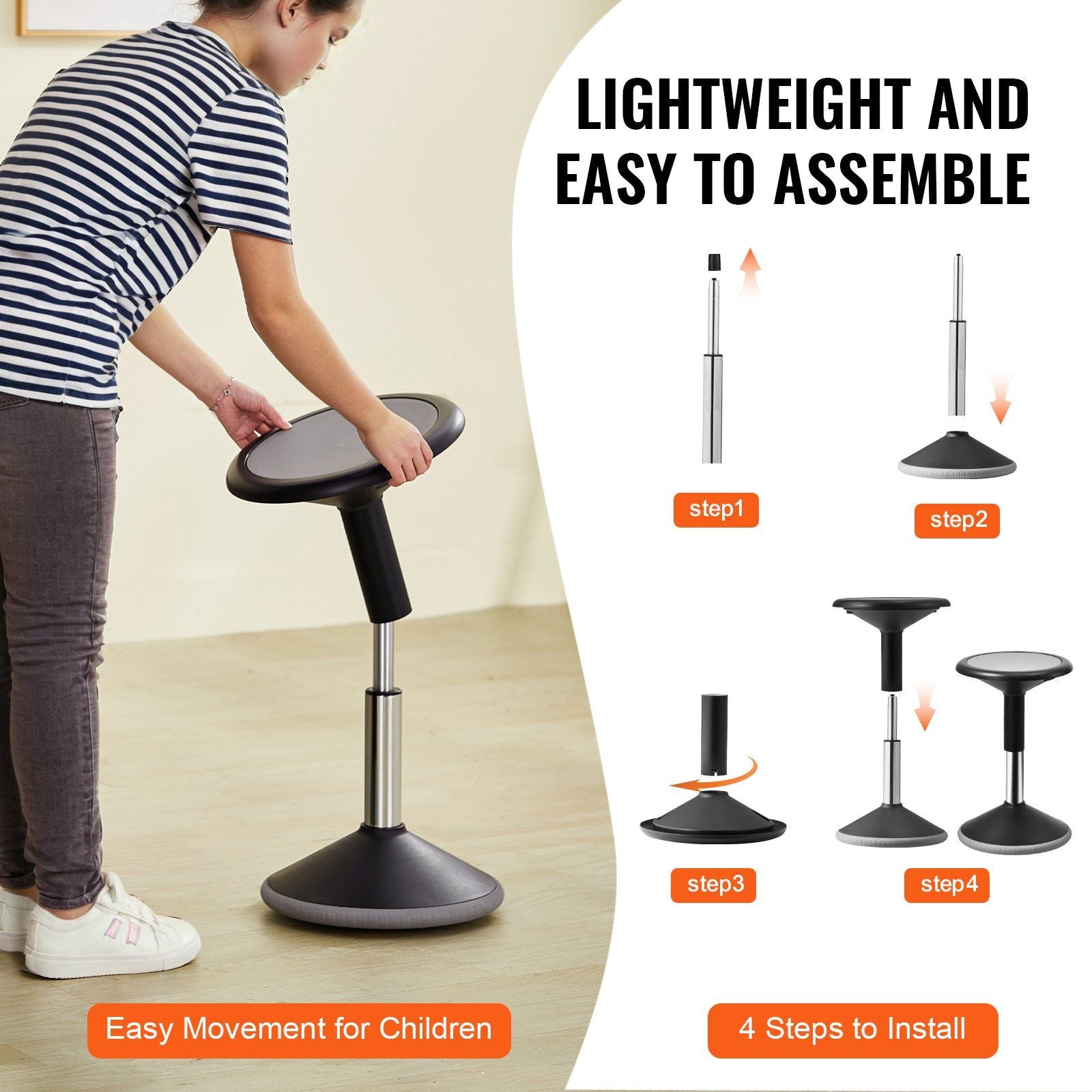 Wobble Chair, Height-Adjustable (15.7-21.7") Active Chair, Flexible Seating Wobble Stool Made of PVC+ABS V952-PHZDZYJCKWDSLAZOHV0