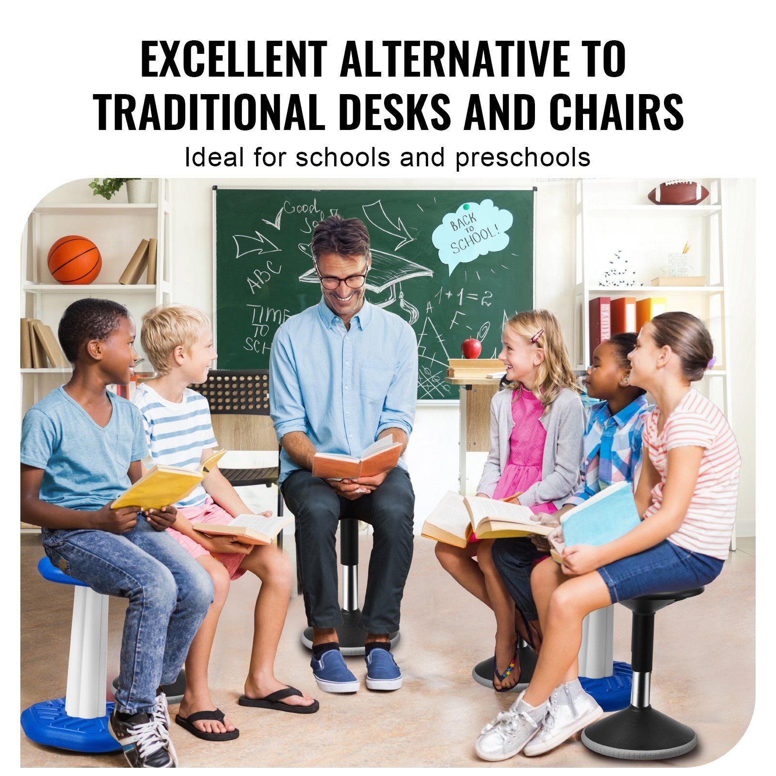 Wobble Chair, Height-Adjustable (15.7-21.7") Active Chair, Flexible Seating Wobble Stool Made of PVC+ABS V952-PHZDZYJCKWDSLAZOHV0