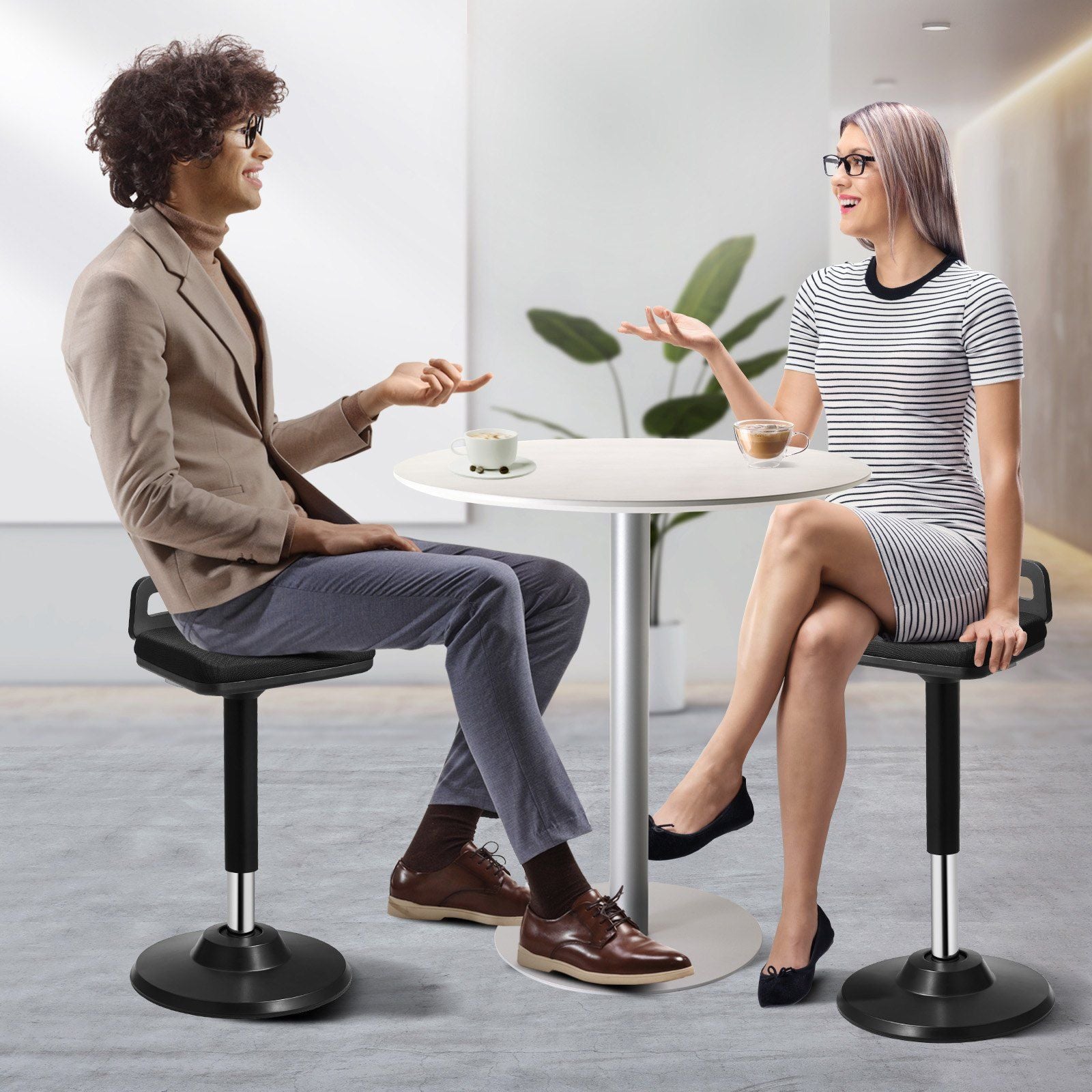 Active Chair with Handle, Height-Adjustable (24.6-34.4") Wobble Chair Made of Elastic Fabric & 45 mm Foam, V952-PHZDZYXWHJGGF89KTV0