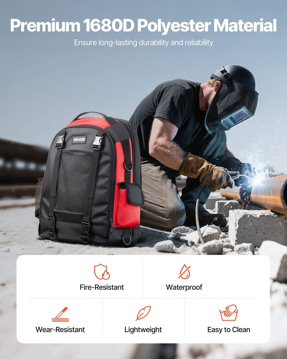 25.2L Welding Backpack 1680D Polyester Welder Backpack for Tool and Helmet V952-PJHJBBBDLHJB61PCB001V0