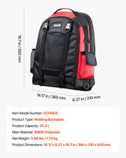 25.2L Welding Backpack 1680D Polyester Welder Backpack for Tool and Helmet V952-PJHJBBBDLHJB61PCB001V0