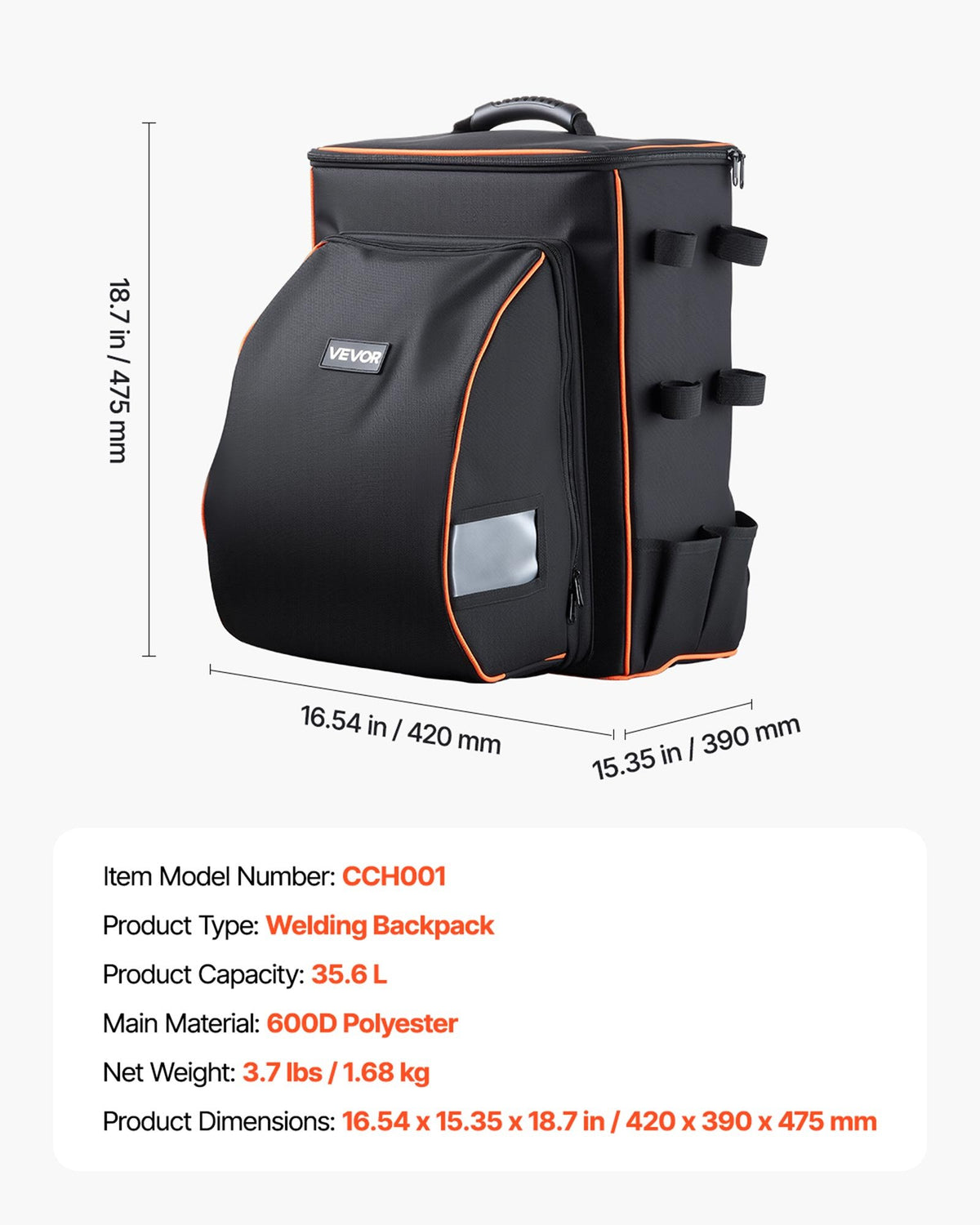 35.6L Welding Backpack 600D Polyester Welder Backpack for Tools and Helmet V952-PJHJBBBDLHJBP420R001V0