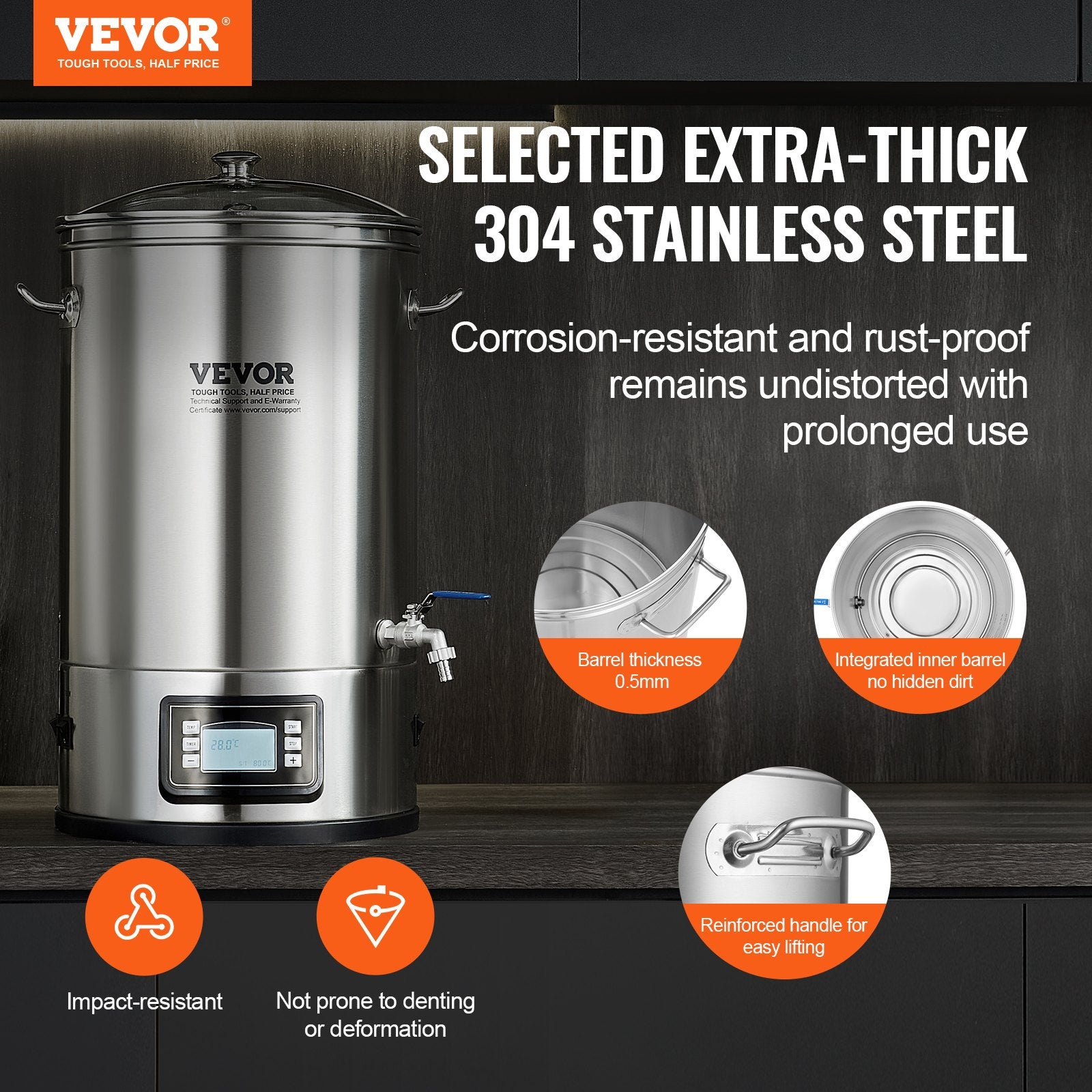 Electric Brewing System, 8 GALLON Brewing Stock Pot, All-in-One Home Beer Brewer, 304 Stainless Steel Brewing V952-PJNJJ8GALWBDXJHW9V3