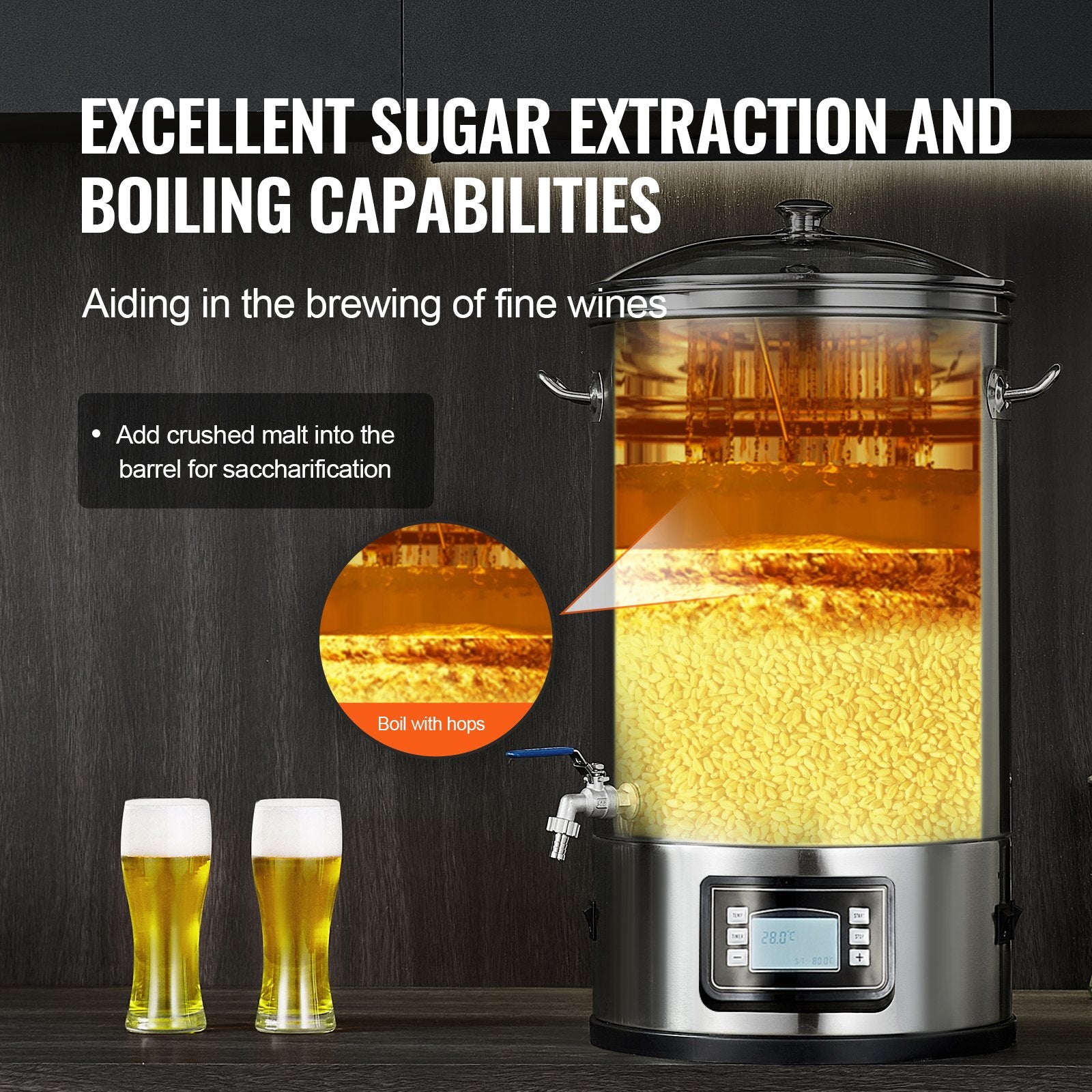 Electric Brewing System, 8 GALLON Brewing Stock Pot, All-in-One Home Beer Brewer, 304 Stainless Steel Brewing V952-PJNJJ8GALWBDXJHW9V3