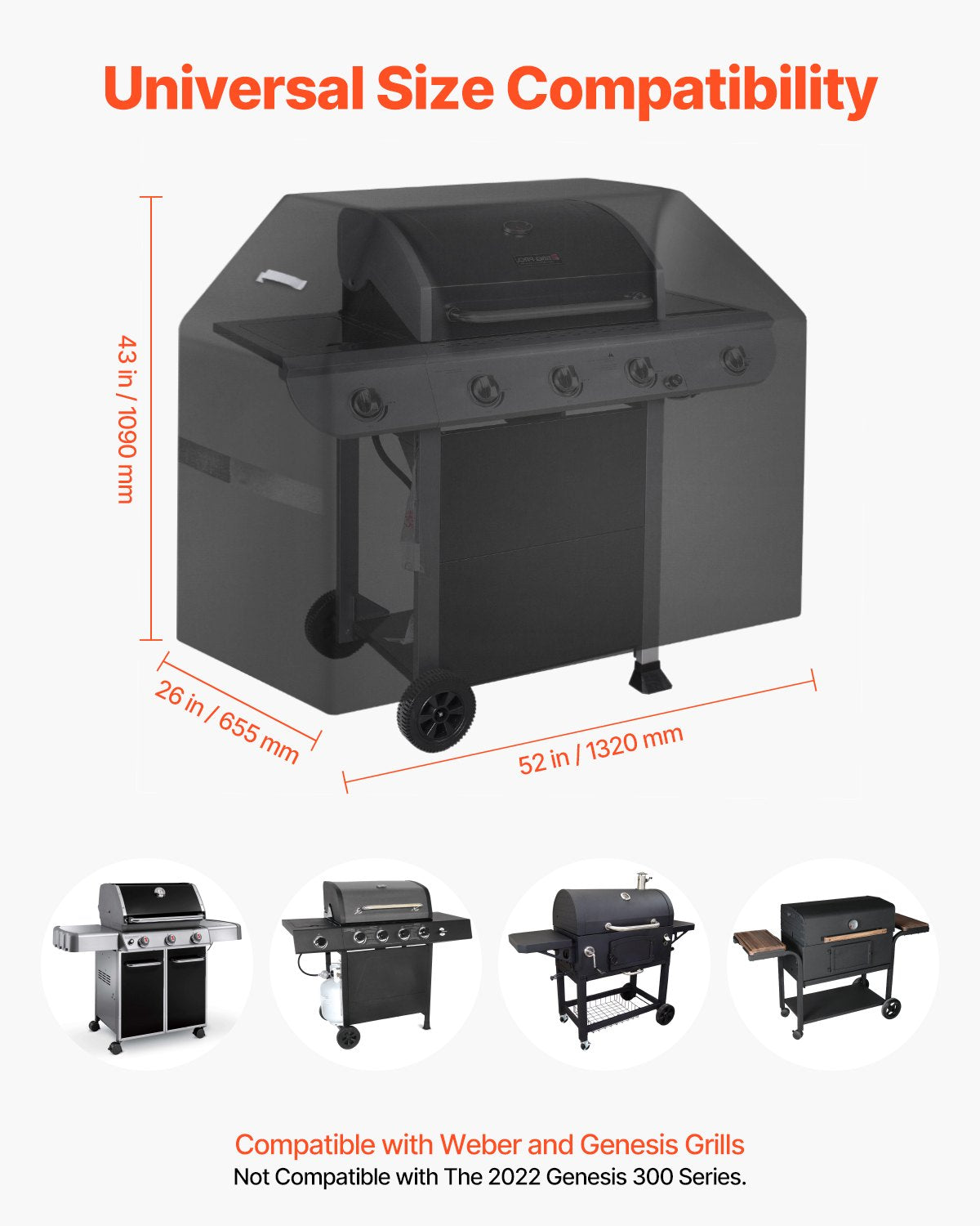 52 inch Grill Cover Heavy Duty BBQ Gas Grill Cover Outdoor Waterproof V952-PJPDSKLZZRQSB8BLWV0