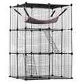 Large 3-tier Cat Cage, 28 x 28 x 41", DIY Detachable Metal Wire Durable Cat Enclosure, with Large Hammock 2 V952-PJSMBSL28W281ORKFV0